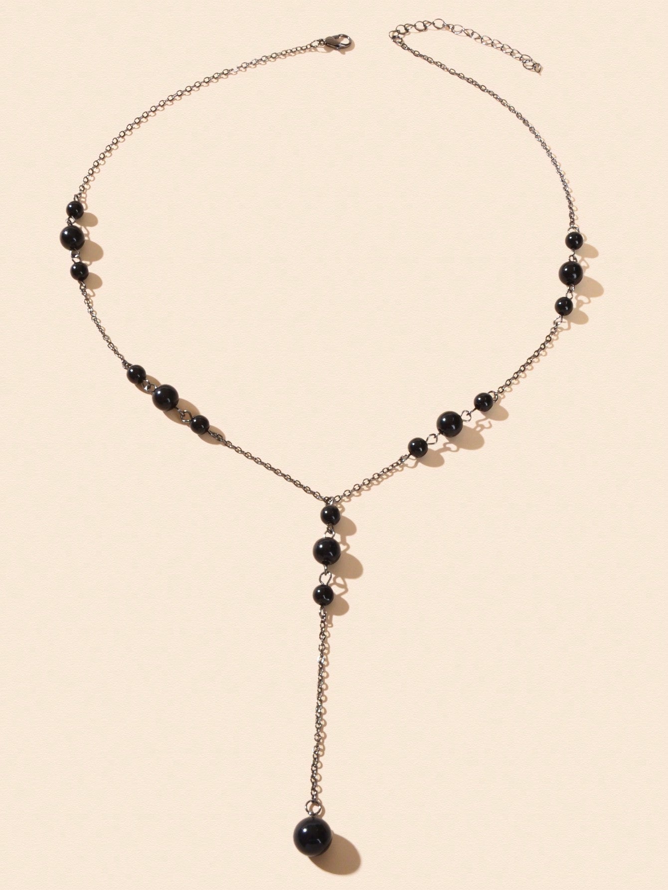 Pearl Decoration Long Gold Chain Y Shape Pendant Clavicle Necklace Teens Collar