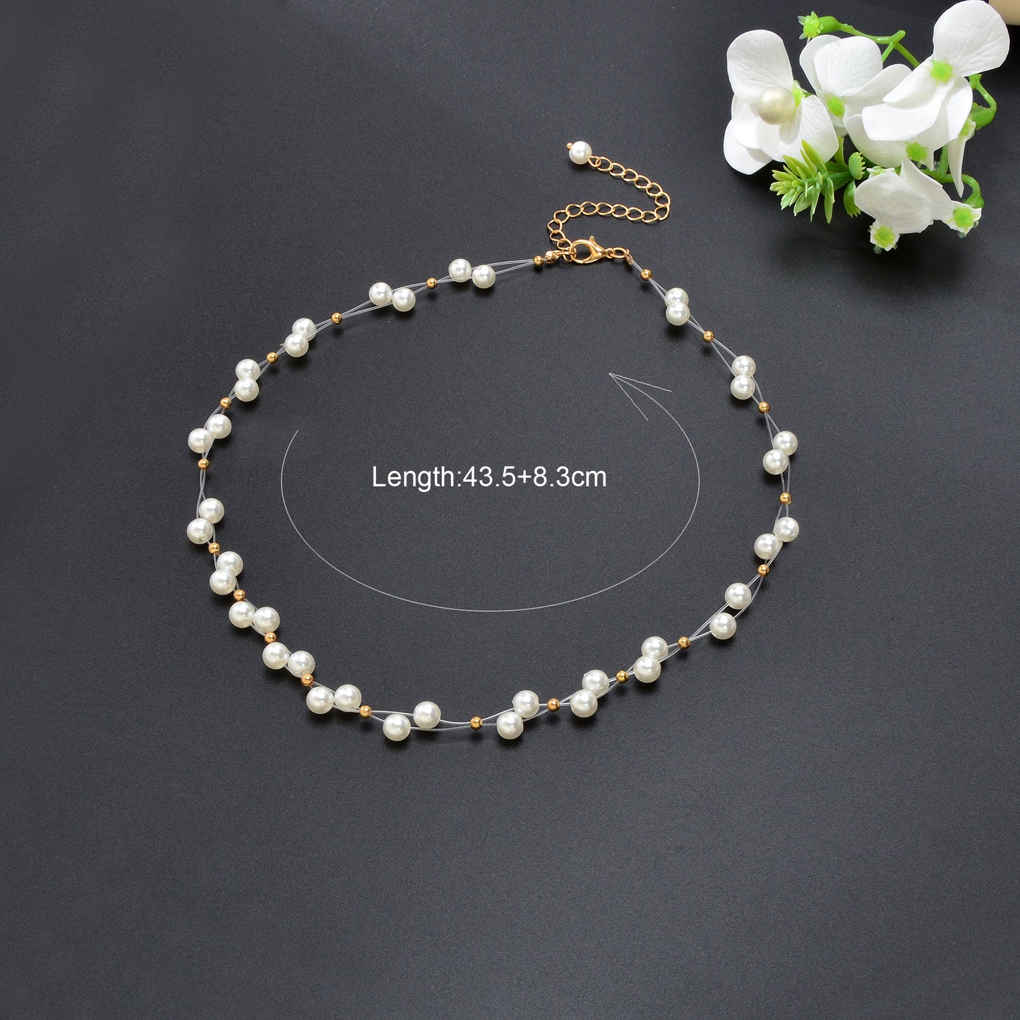 Romantic White Imitation Pearl Beaded Collar Necklace Party Festival Gift Jewelry