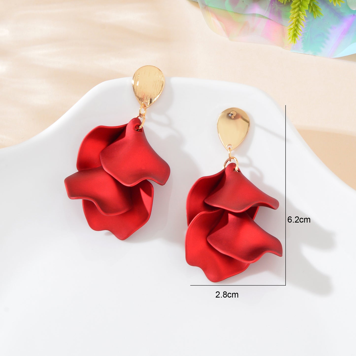 1pair Elegant Flower Petal Dangle Earrings for Women Daily Dating Party Jewelry