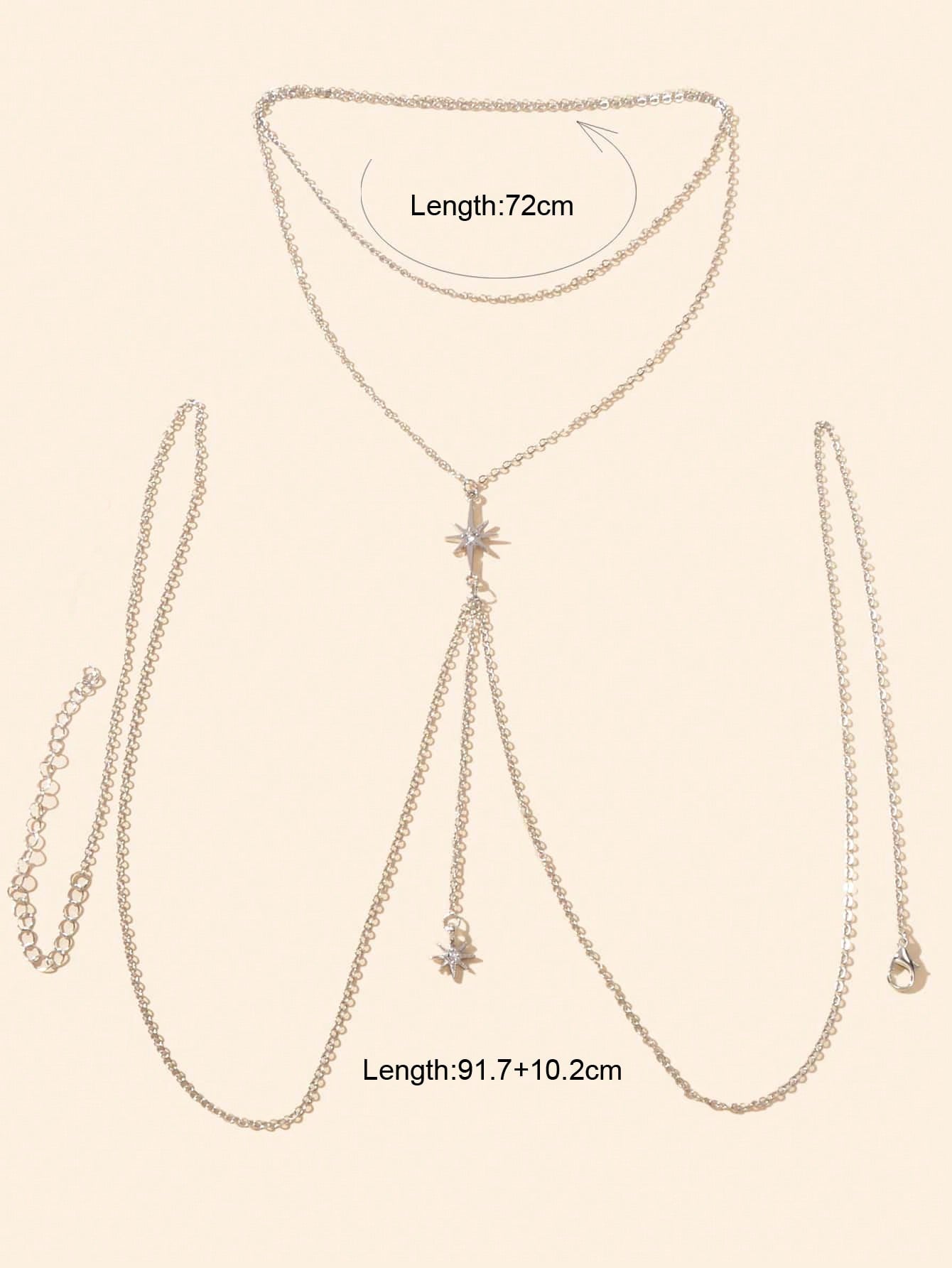 Star Pendant Body Chain - Sparkling Celestial Waist Jewelry
