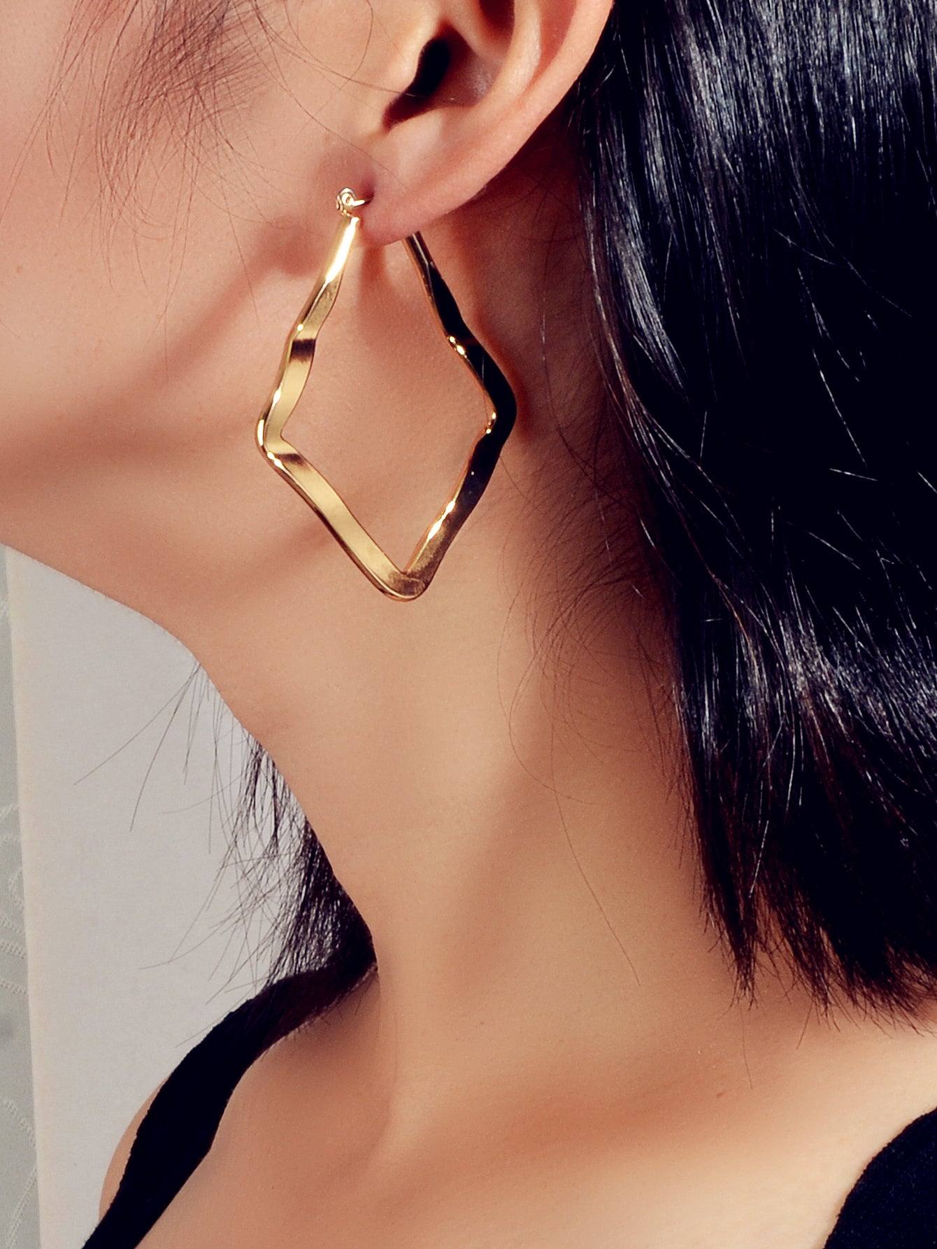 Statement Gold Metal Geometric Dangle Hoop Earrings Beautiful Teens Accessories