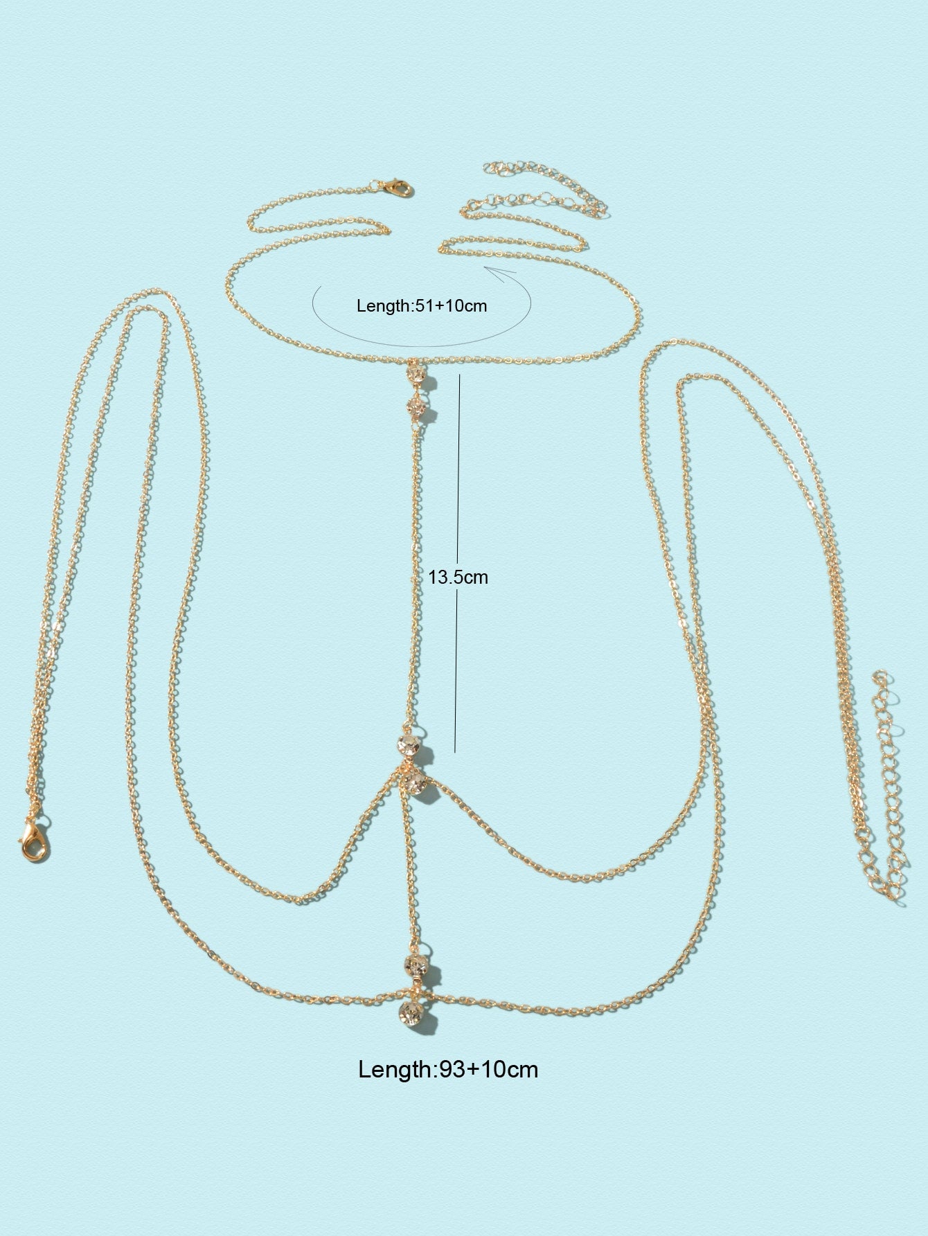 Multilayered Rhinestone Waist Body Chain Sparkling Statement Jewelry Piece