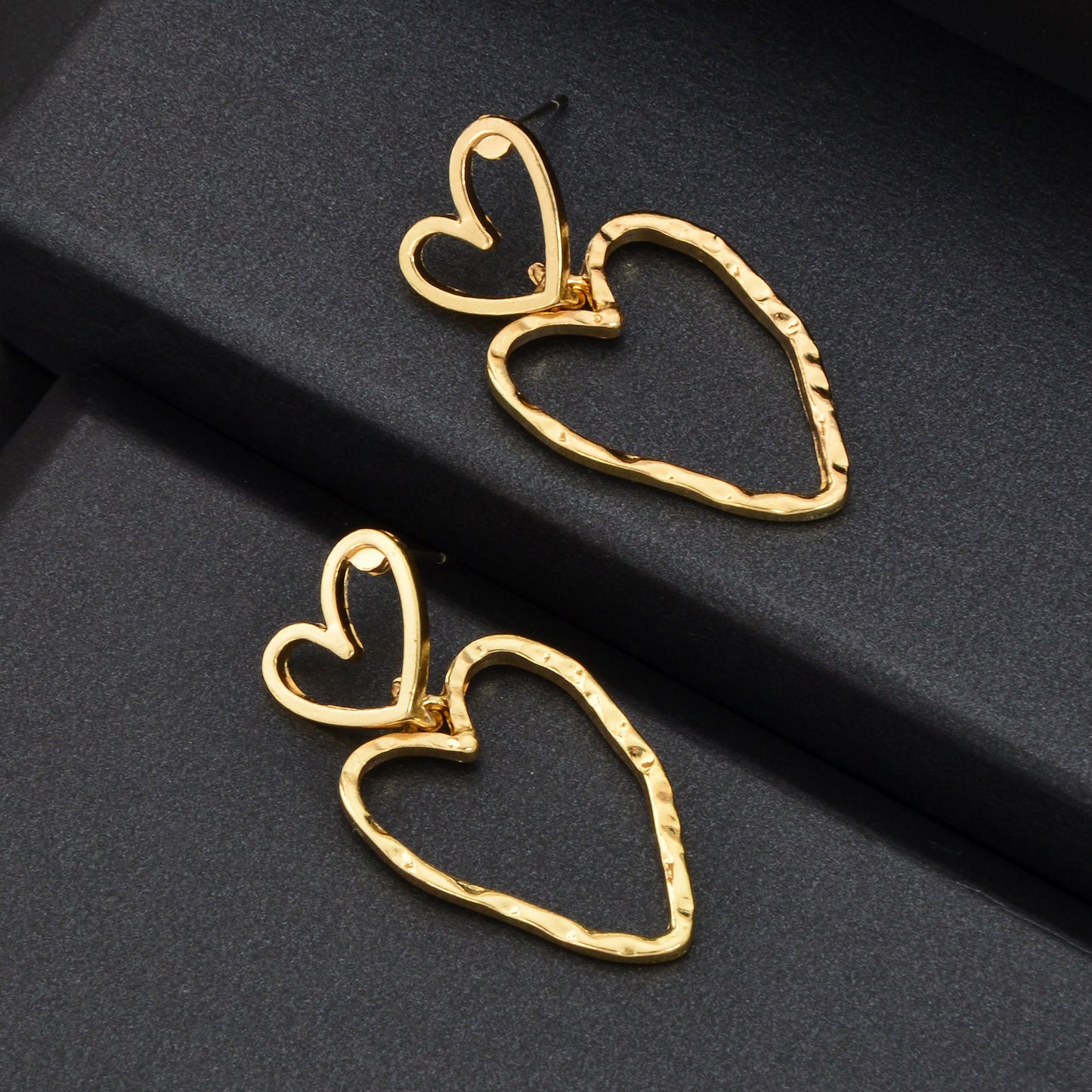 Stylish Golden Hollow Heart Dangle Earrings Women Dating Party Daily Jewelry