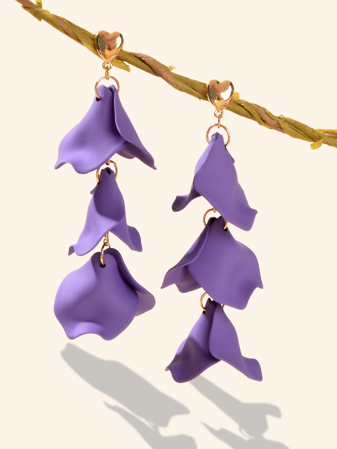 Romantic Flower Petal Long Pendant Dangle Earrings Women Party Dating Jewellery