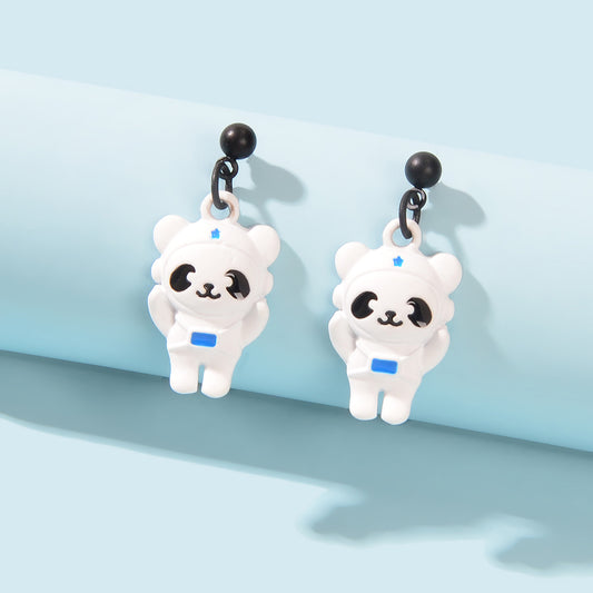 Creative Cartoon Space Series White Astronaut Bear Dangle Earrings Party Favors