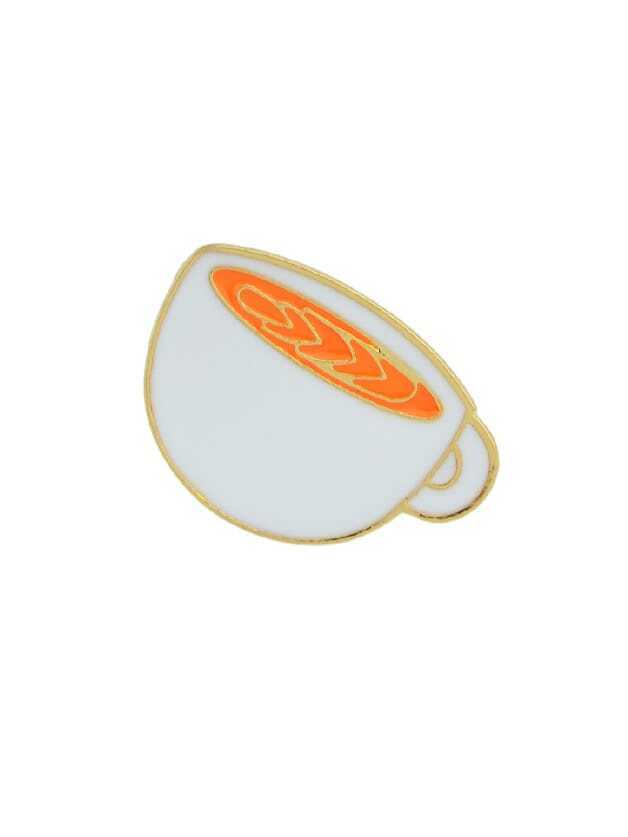 Creative Pink Cat Green Orange Enamel Coffee Cup White Tea Cup Brooch Jewellery