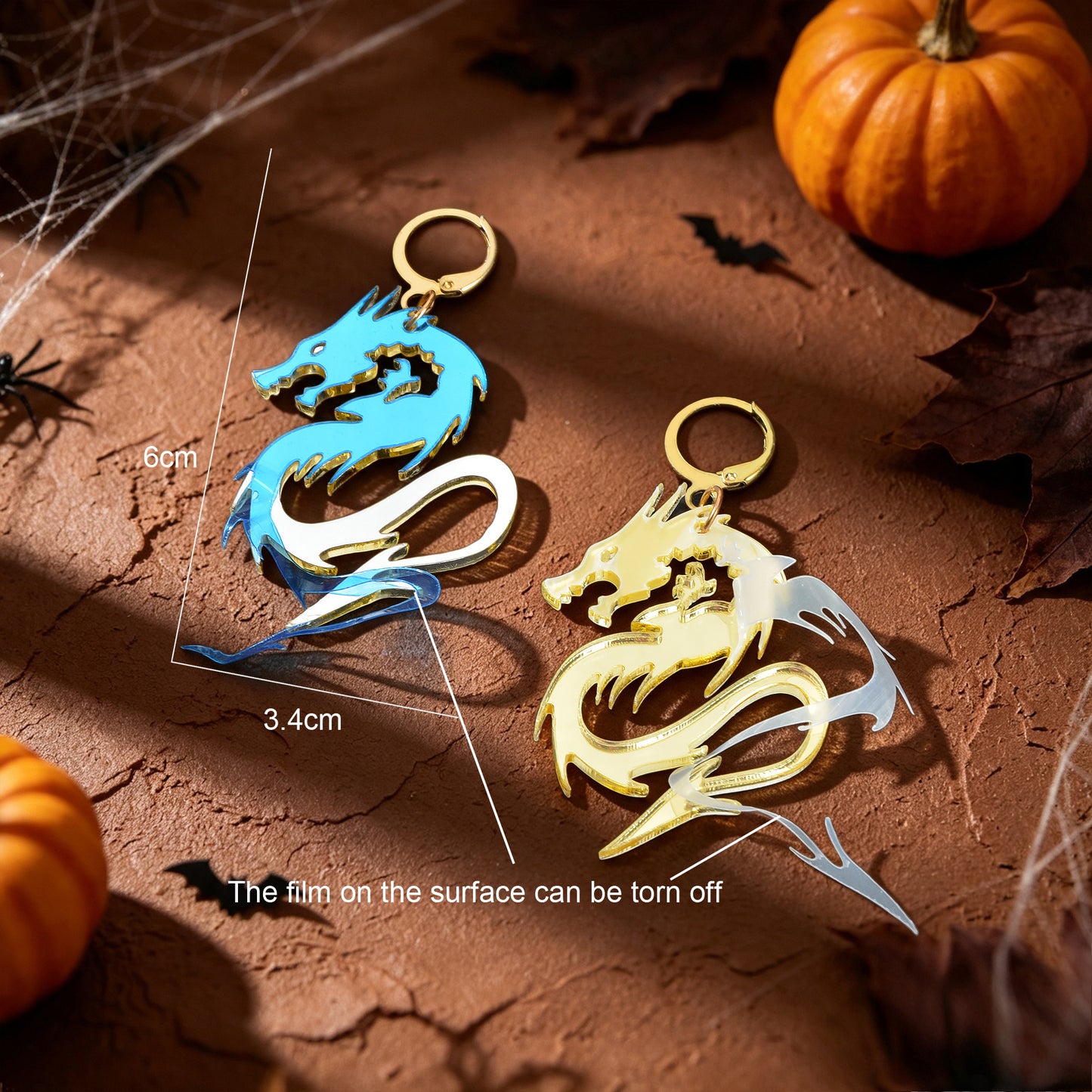 Halloween Acrylic Dragon Dangle Hoop Earring Gothic Spooky Party Cosplay Jewelry