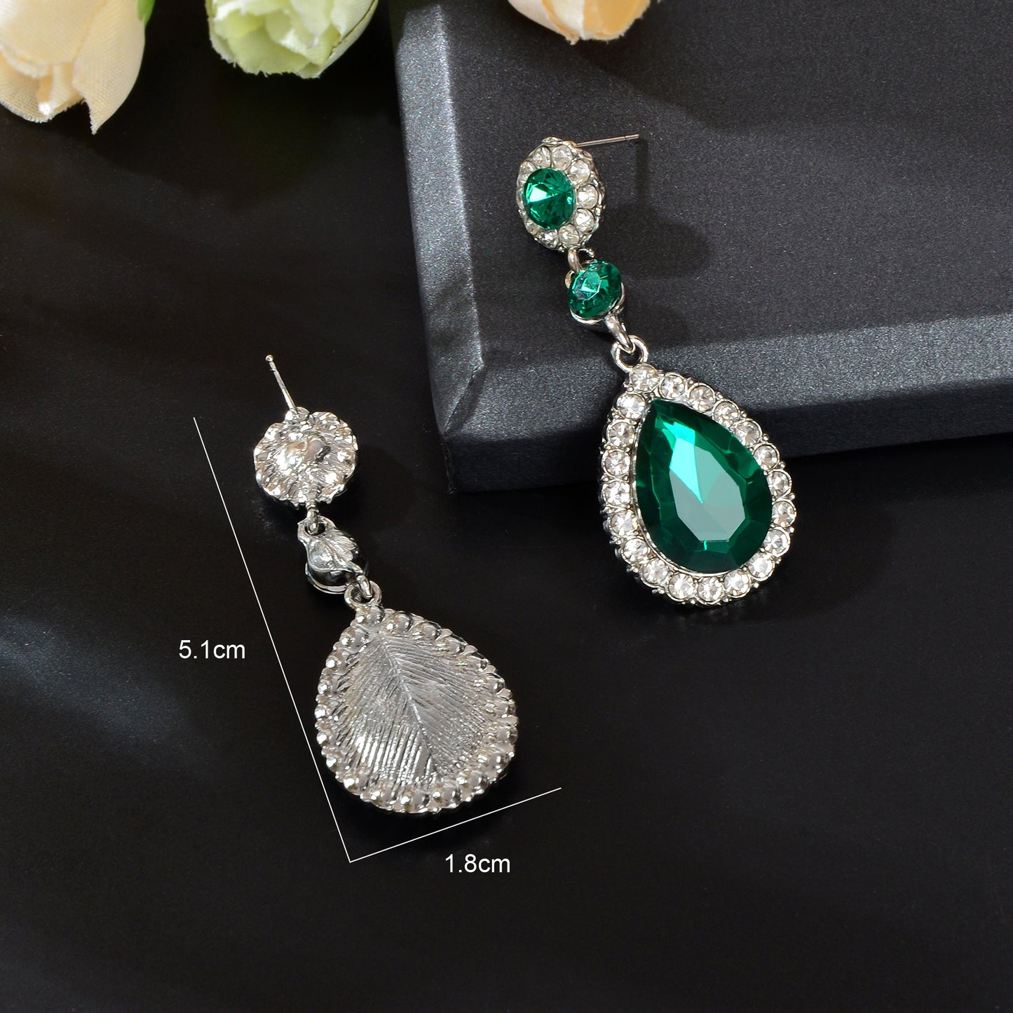 Gorgeous Acrylic Rhinestone Decor Water Drop Dangle Earrings Wedding Party Jewelry