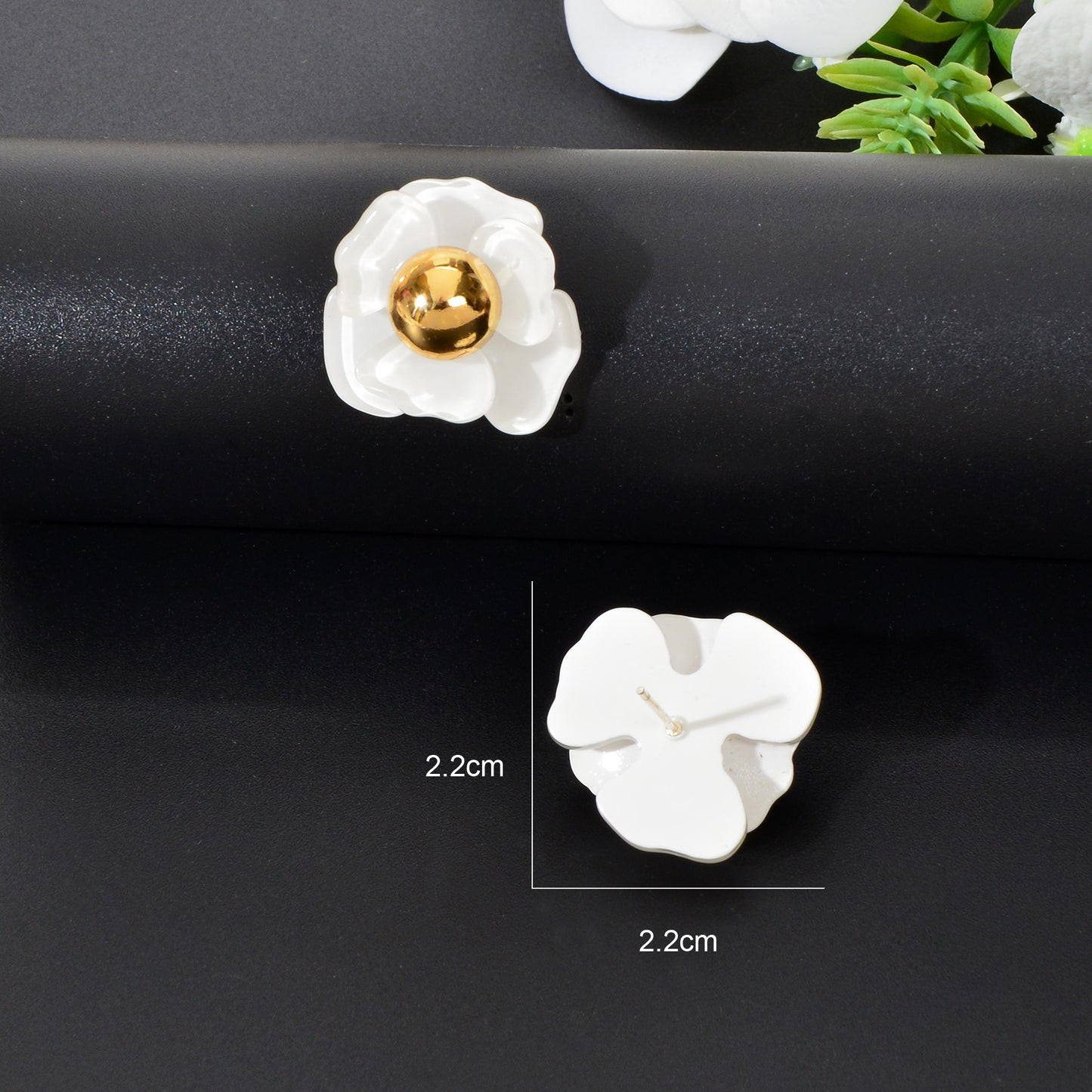 Fashionable Classic White Acrylic Flower Stud Earrings Party Dating Bridal Jewelry