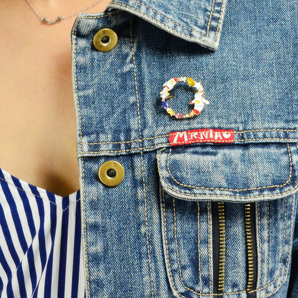 Creative Cute Colorful Enamel Star Astronaut Rocket Space Brooch Lapel Pin Gift