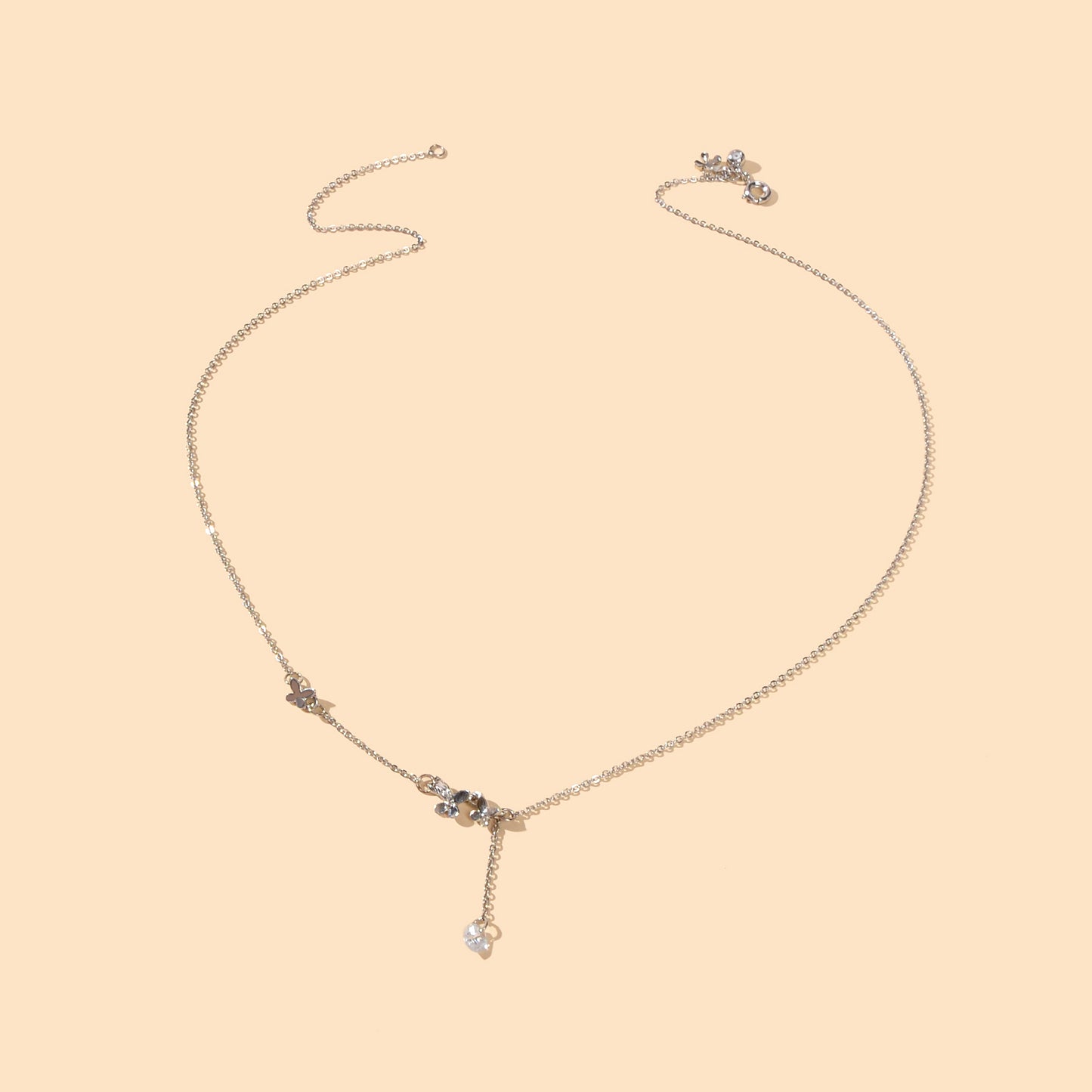 Charming Silver Chain Butterfly Rhinestone Charm Necklace Trendy Ladies Jewelry