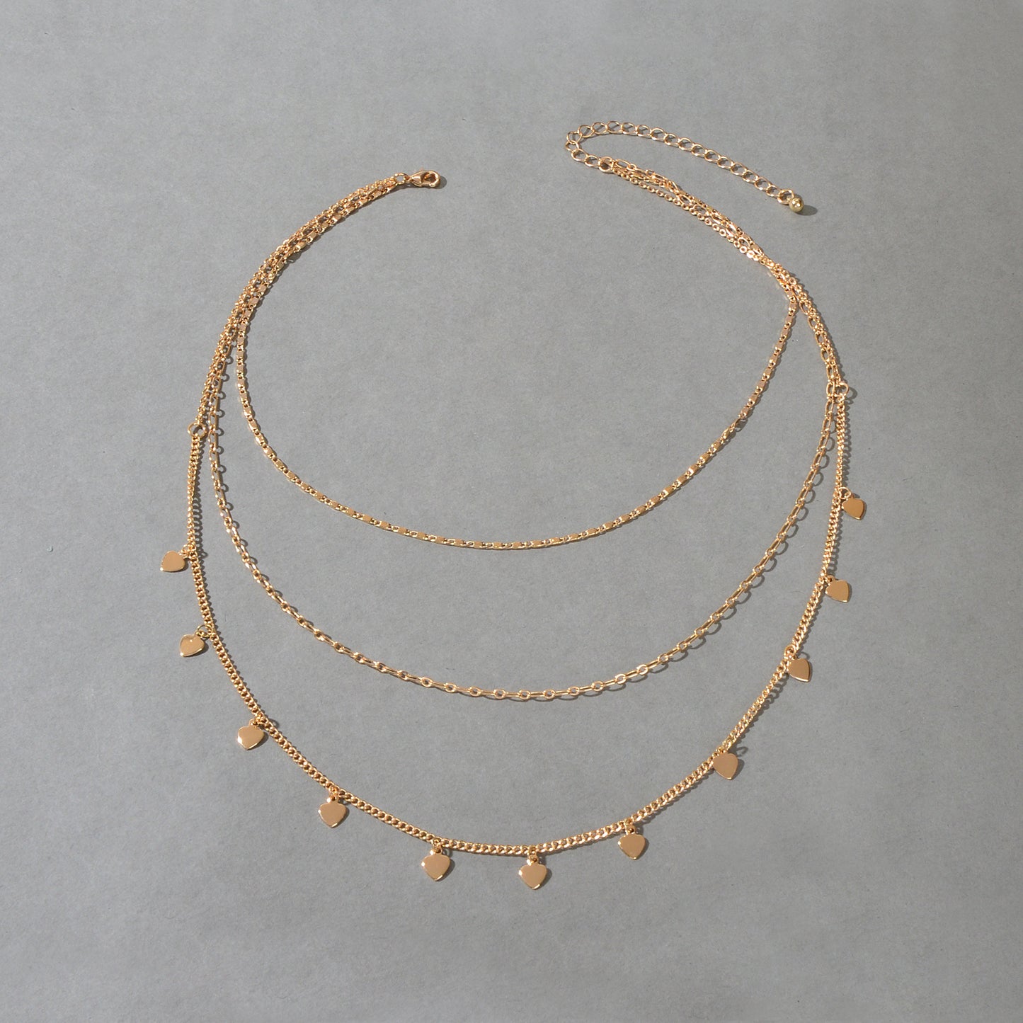 Boho Chic Jewelry Multi-layer Gold Chain Heart Charm Necklace Trendy Accessories