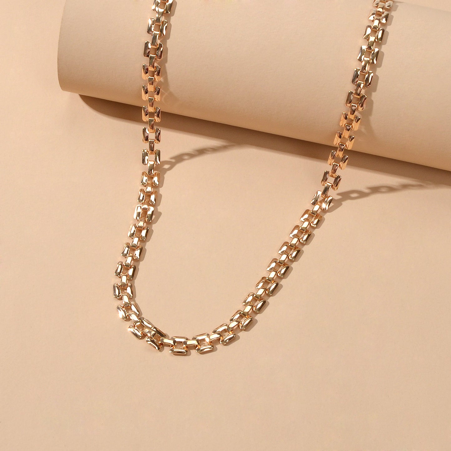 Female Jewellery Minimalist Gold Silver Link Chain Necklace Short Choker Collar
