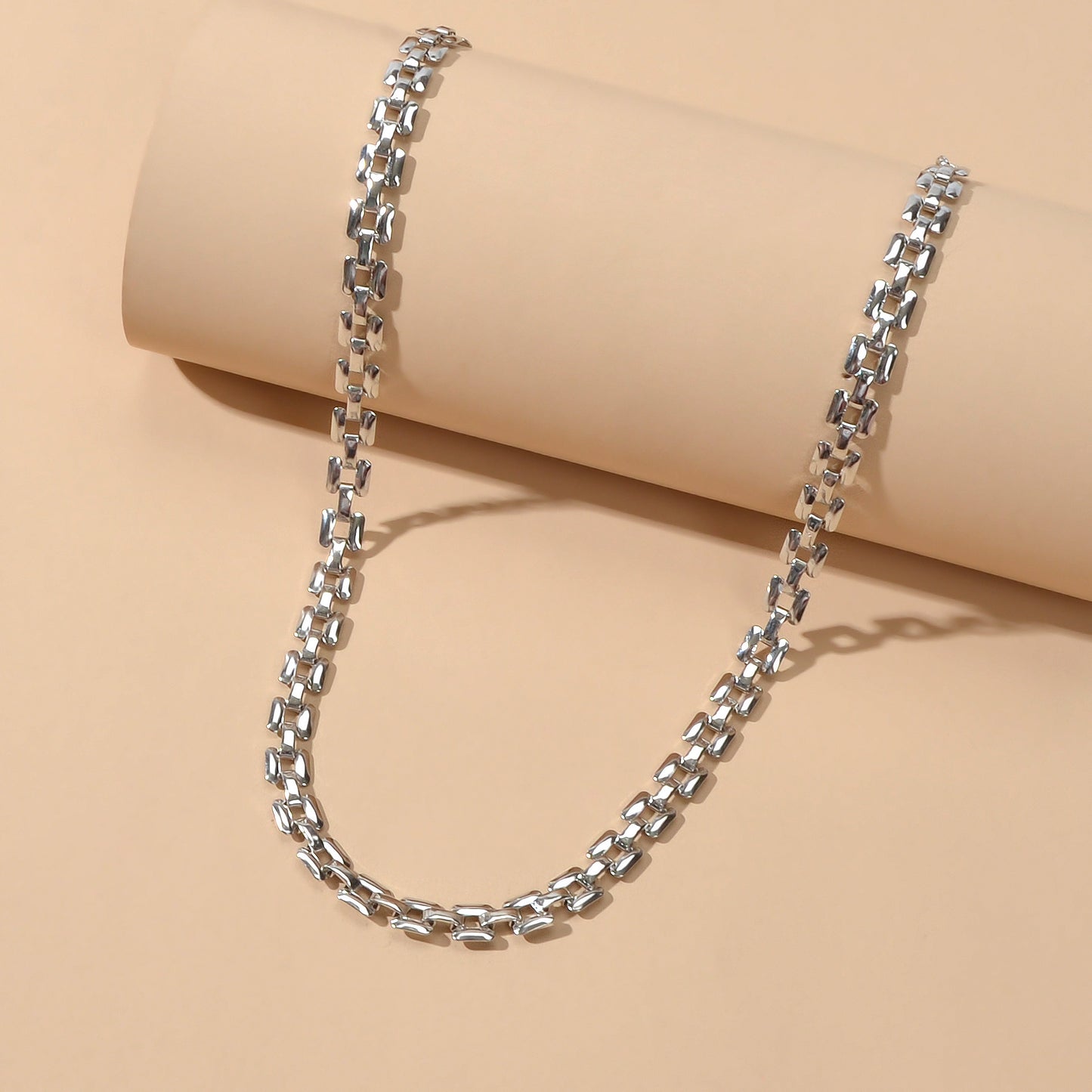 Female Jewellery Minimalist Gold Silver Link Chain Necklace Short Choker Collar