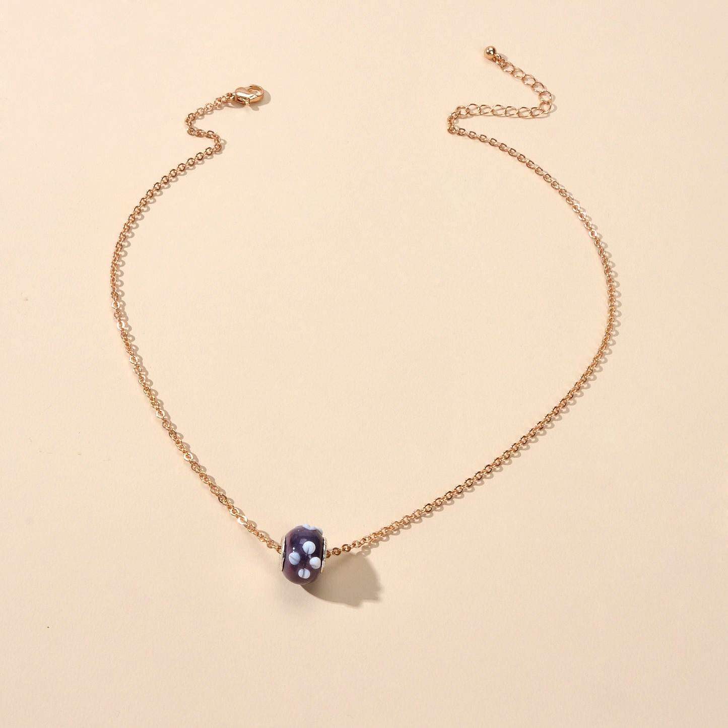 Traditional Ethnic Jewellery Gold Chain Purple Green Enamel Round Charm Necklace