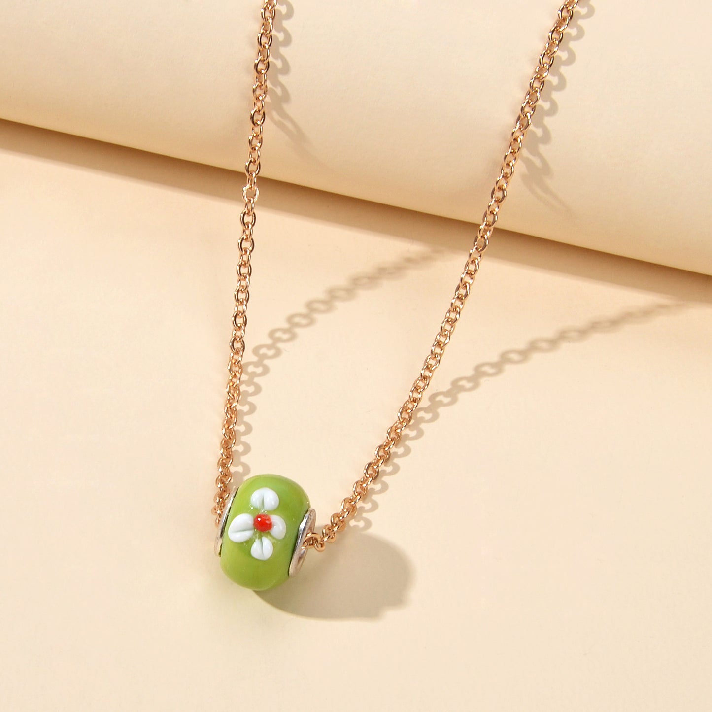 Traditional Ethnic Jewellery Gold Chain Purple Green Enamel Round Charm Necklace