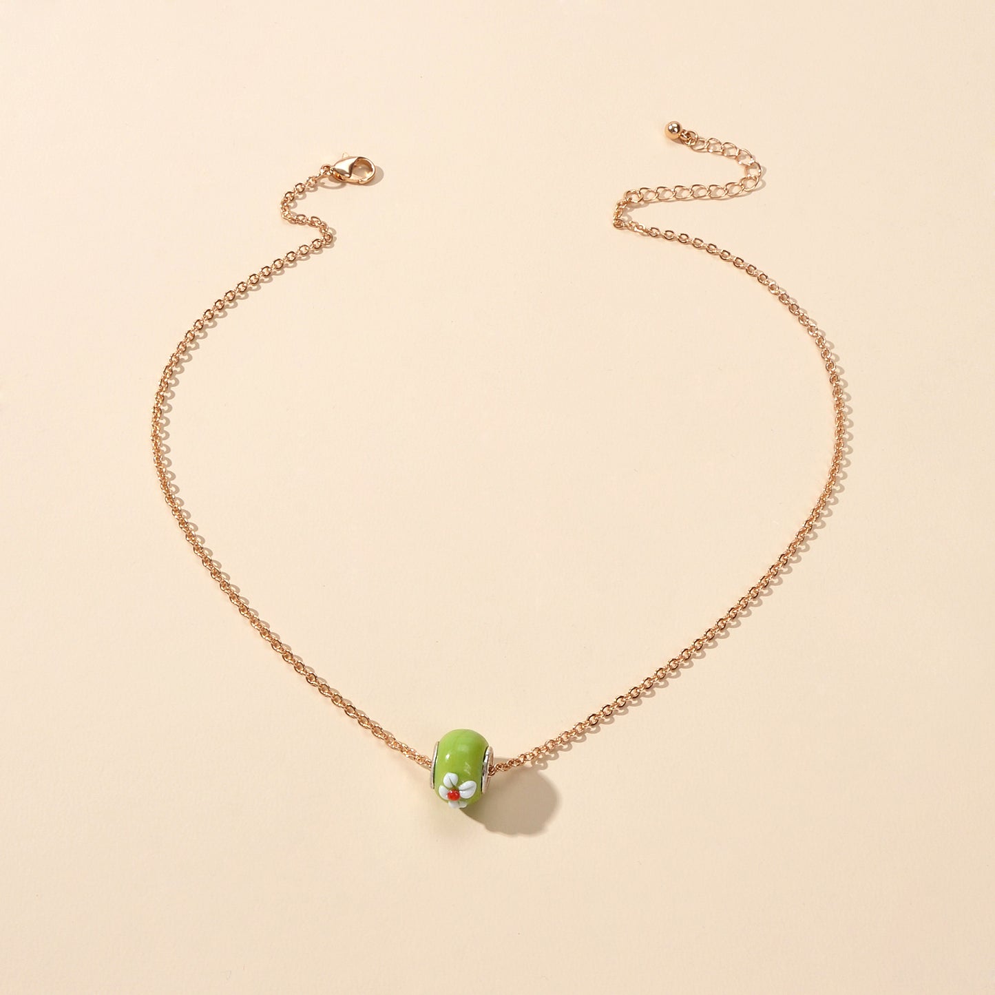 Traditional Ethnic Jewellery Gold Chain Purple Green Enamel Round Charm Necklace