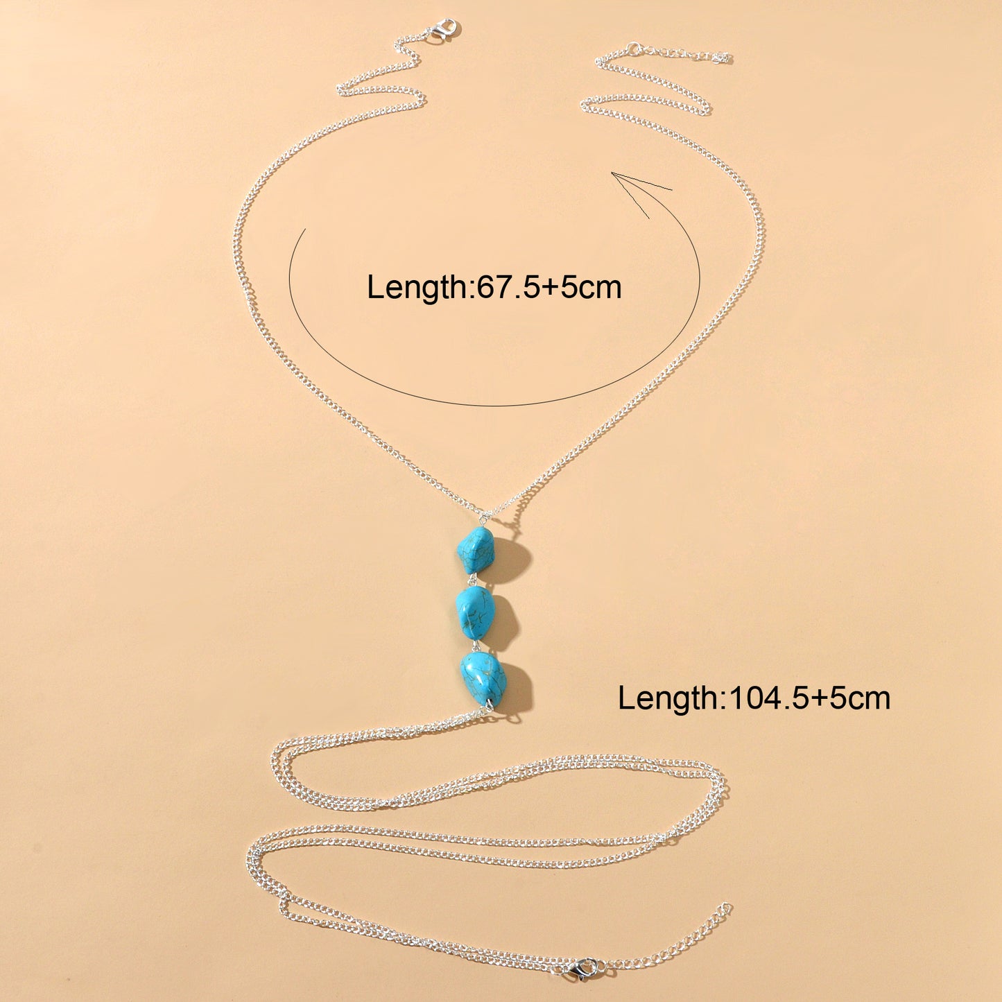 Bikini Beach Silver Chain Turquoise Body Chain Layered Chest Belly Body Jewelry