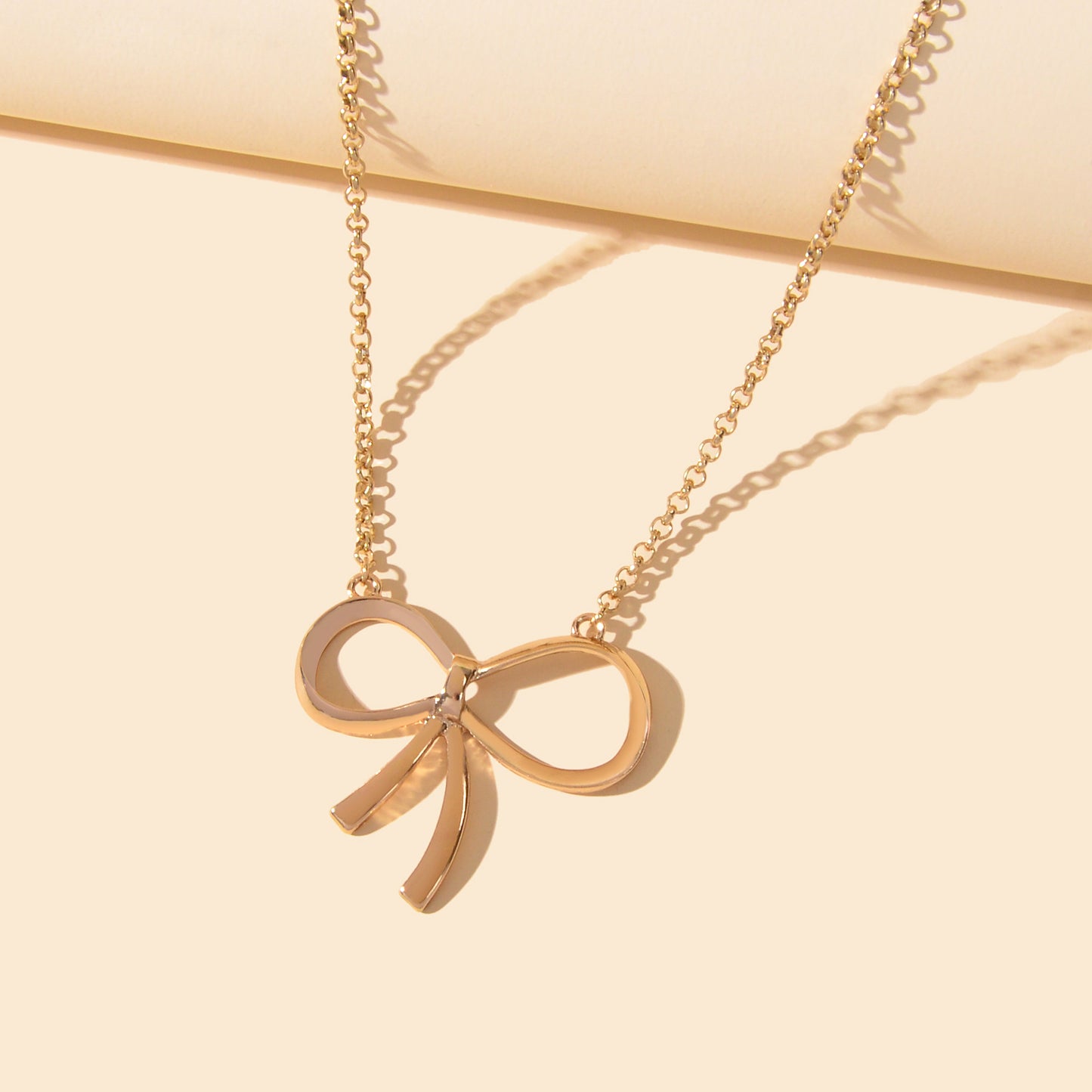 Women Party Decoration Gold Chain Bowknot Charm Popular Clavicle Necklace Gift