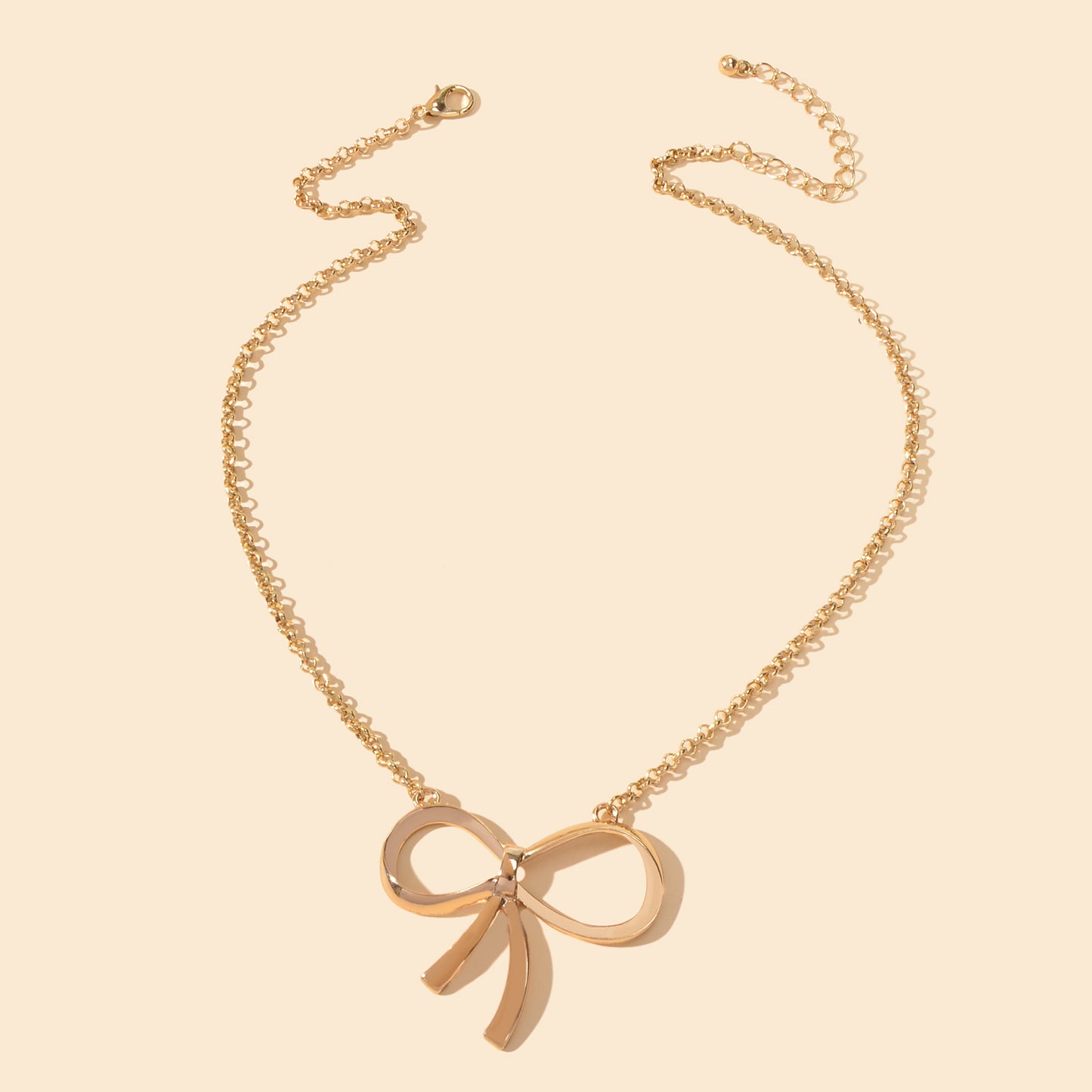 Women Party Decoration Gold Chain Bowknot Charm Popular Clavicle Necklace Gift