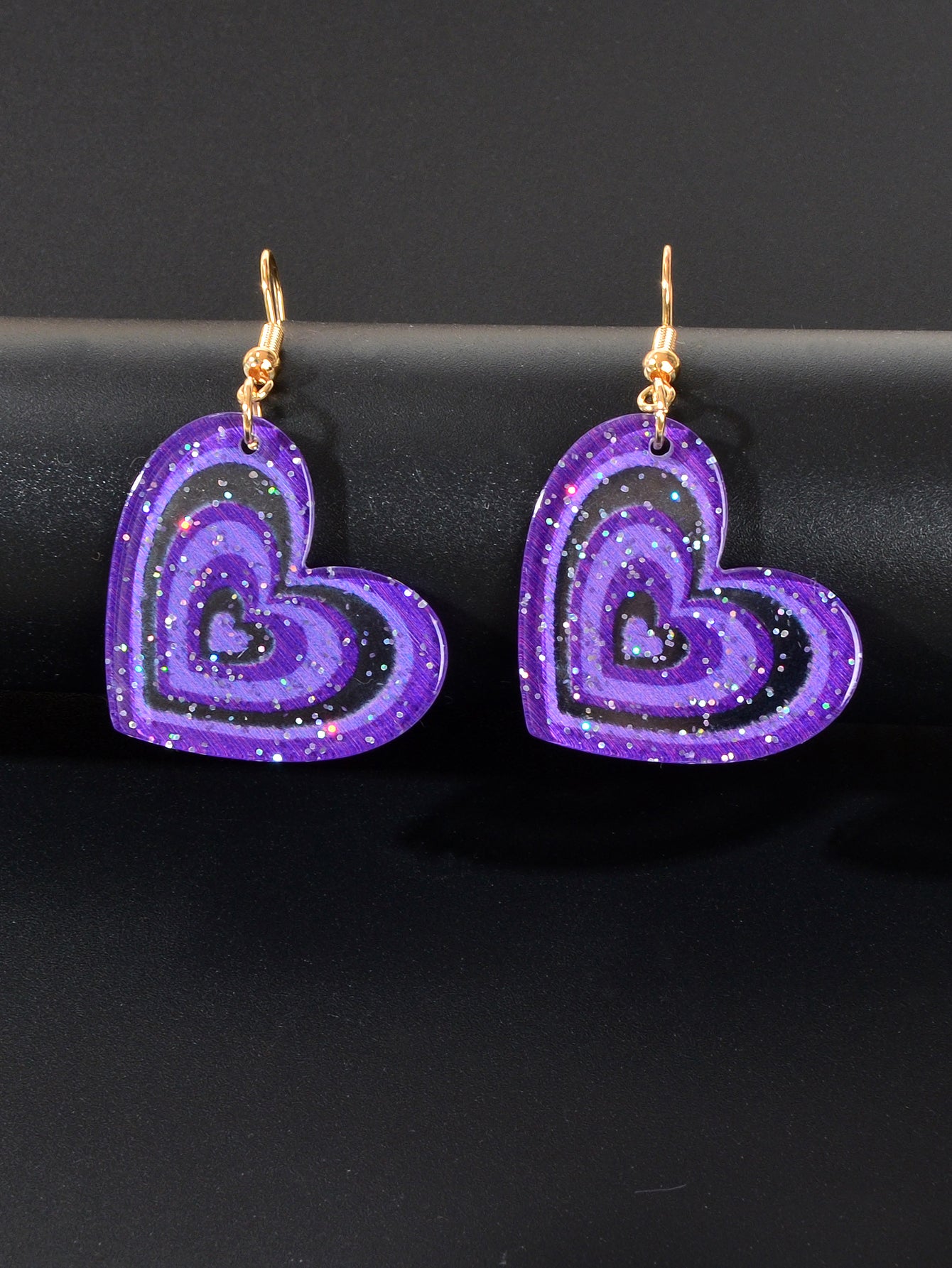Colorful Sparkling Glittery Heart Pendant Earrings Radiant Glamour Party Jewelry
