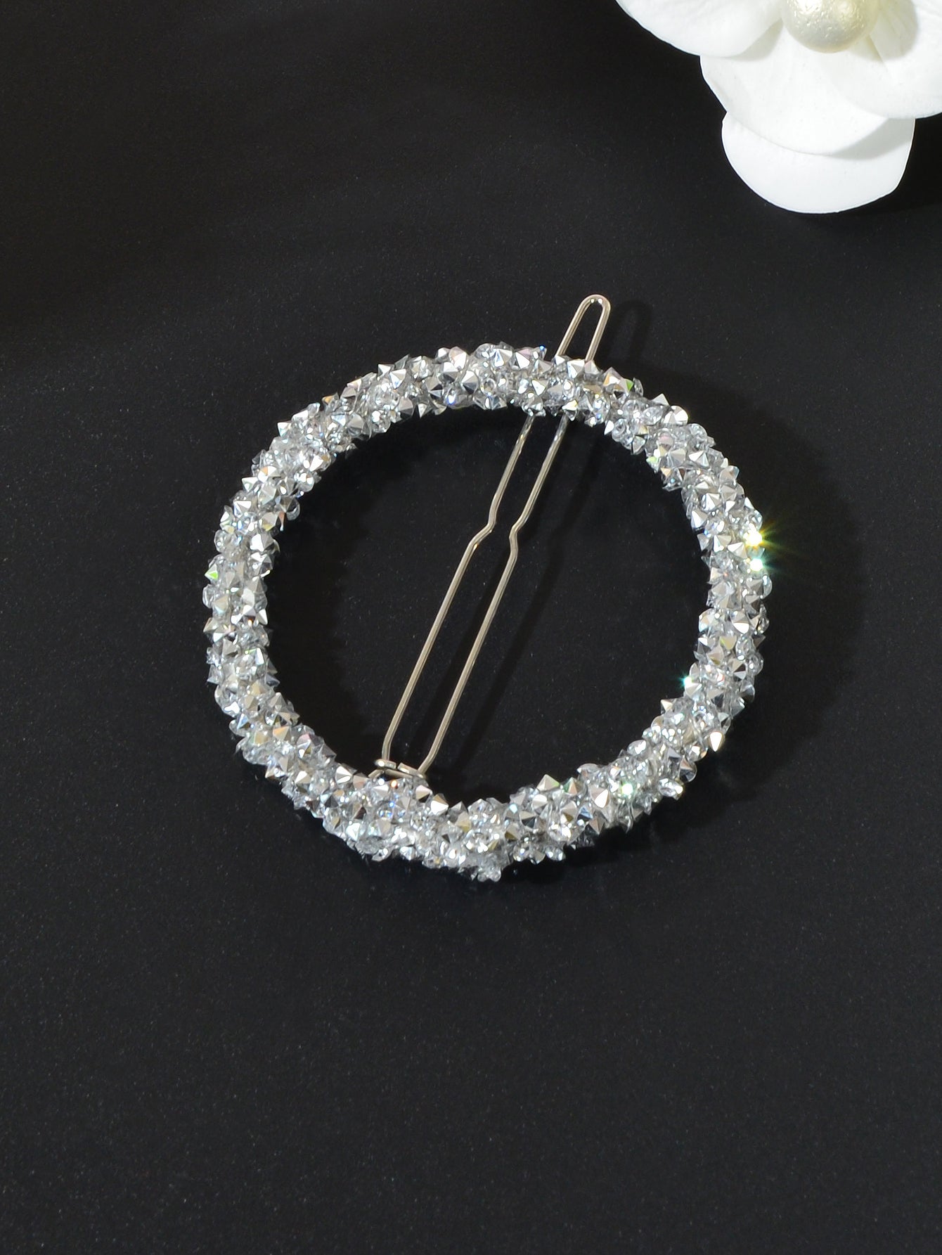Sparkling Full Rhinestone Star Circular Hair Clip Elegant Hair Accessory Gift