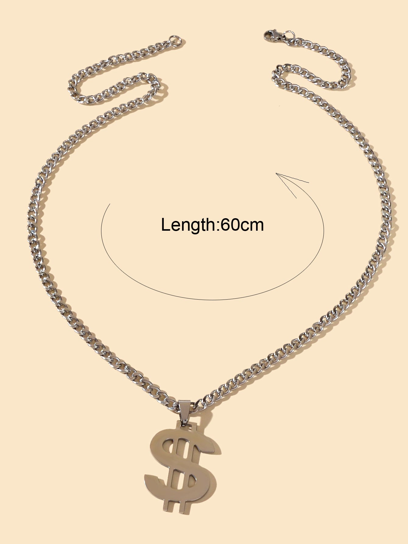 Dollar Sign Hip Hop Money Pendant Silver Rock Punk Necklace Bar Party Jewellery