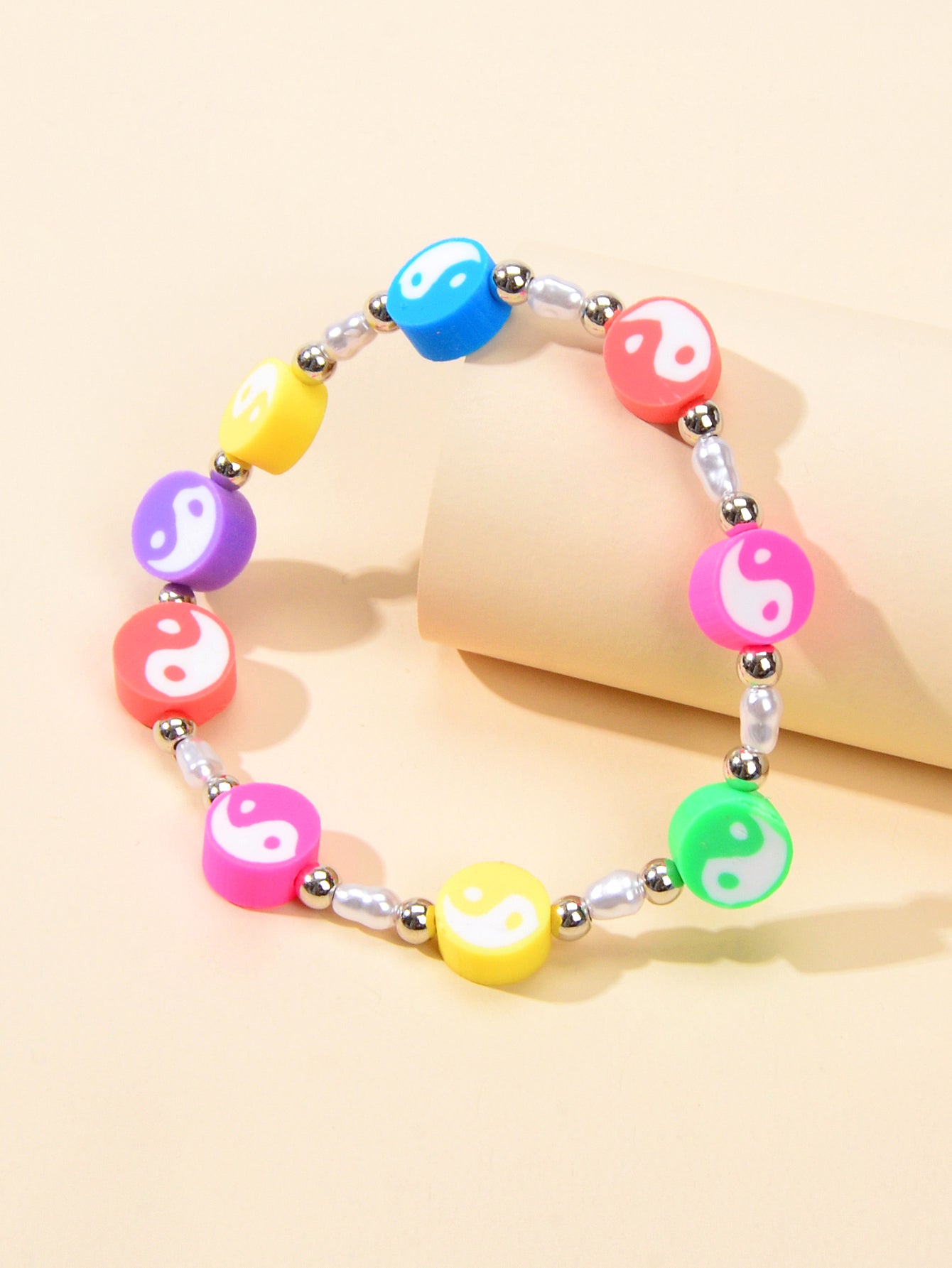 Unique Tai Chi Jewelry Handmade Candy Color Yin Yang Round Beads Taiji Bracelet