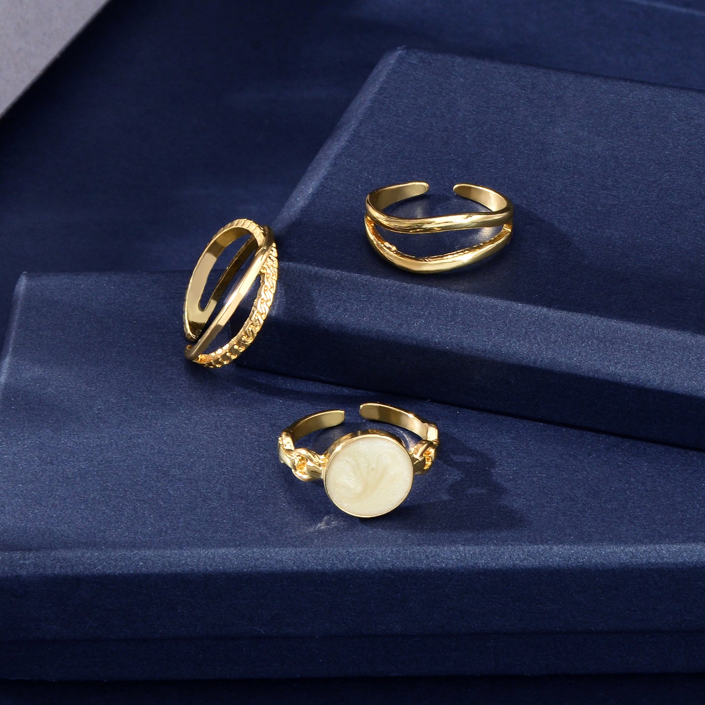 3 pcs Minimalist Round Eanmel Stackable Multiple Knuckle Midi Finger Ring Set