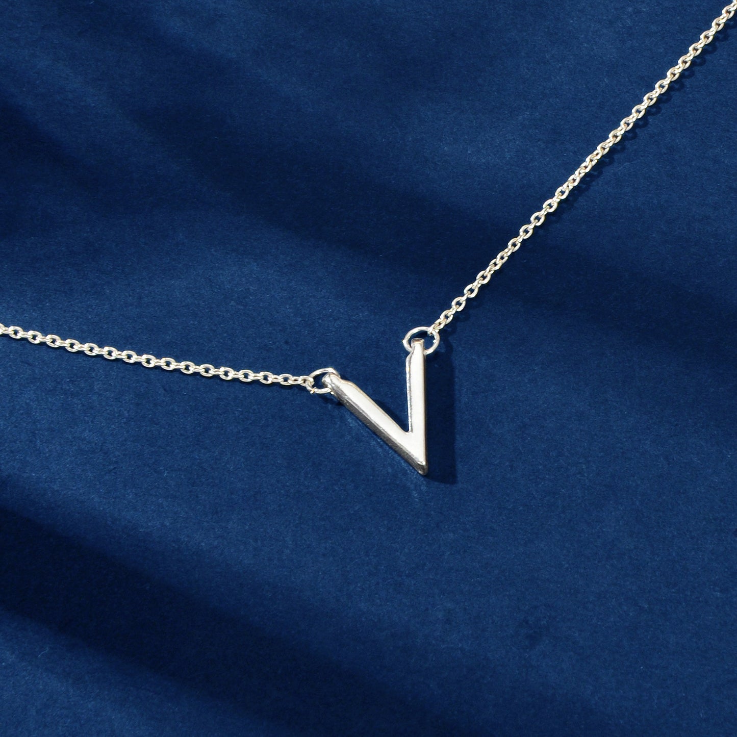 Initial V Pendant Necklace Victory Geometric Choker Boho Chain Lover Jewellery