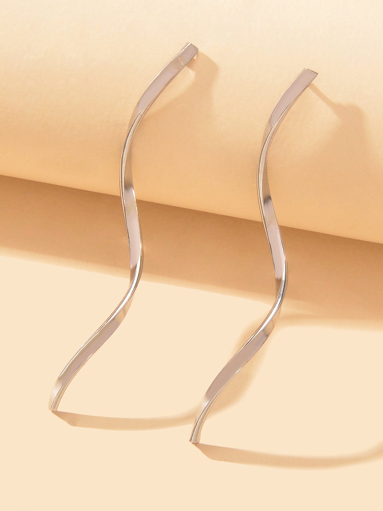 Gold Silver S Curve Geometric Stud Earrings Minimalist Fashion Accessories Gift