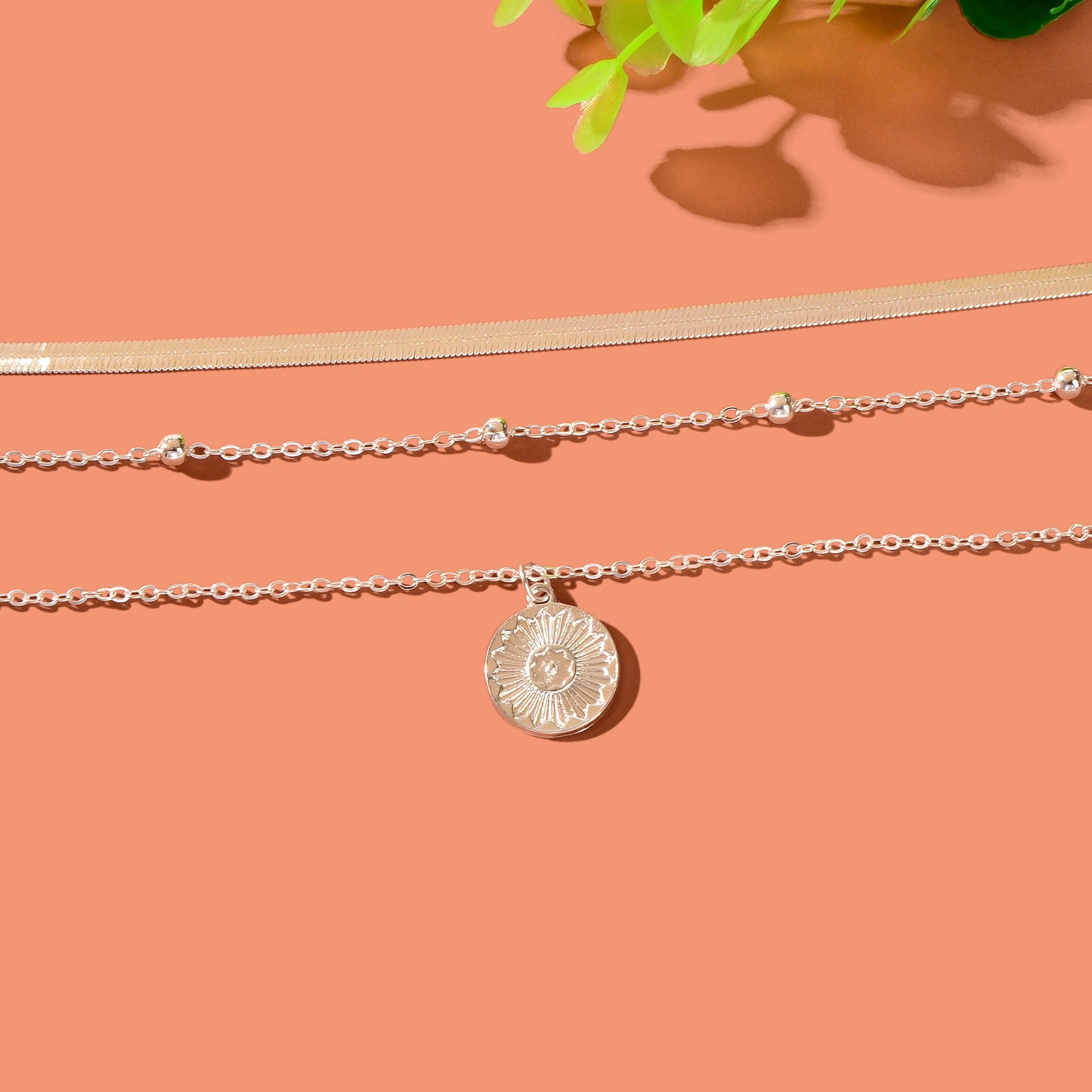 Boho Chic Jewelry Gold Silver Metal Multi-layer Chain Coin Disc Pendant Necklace