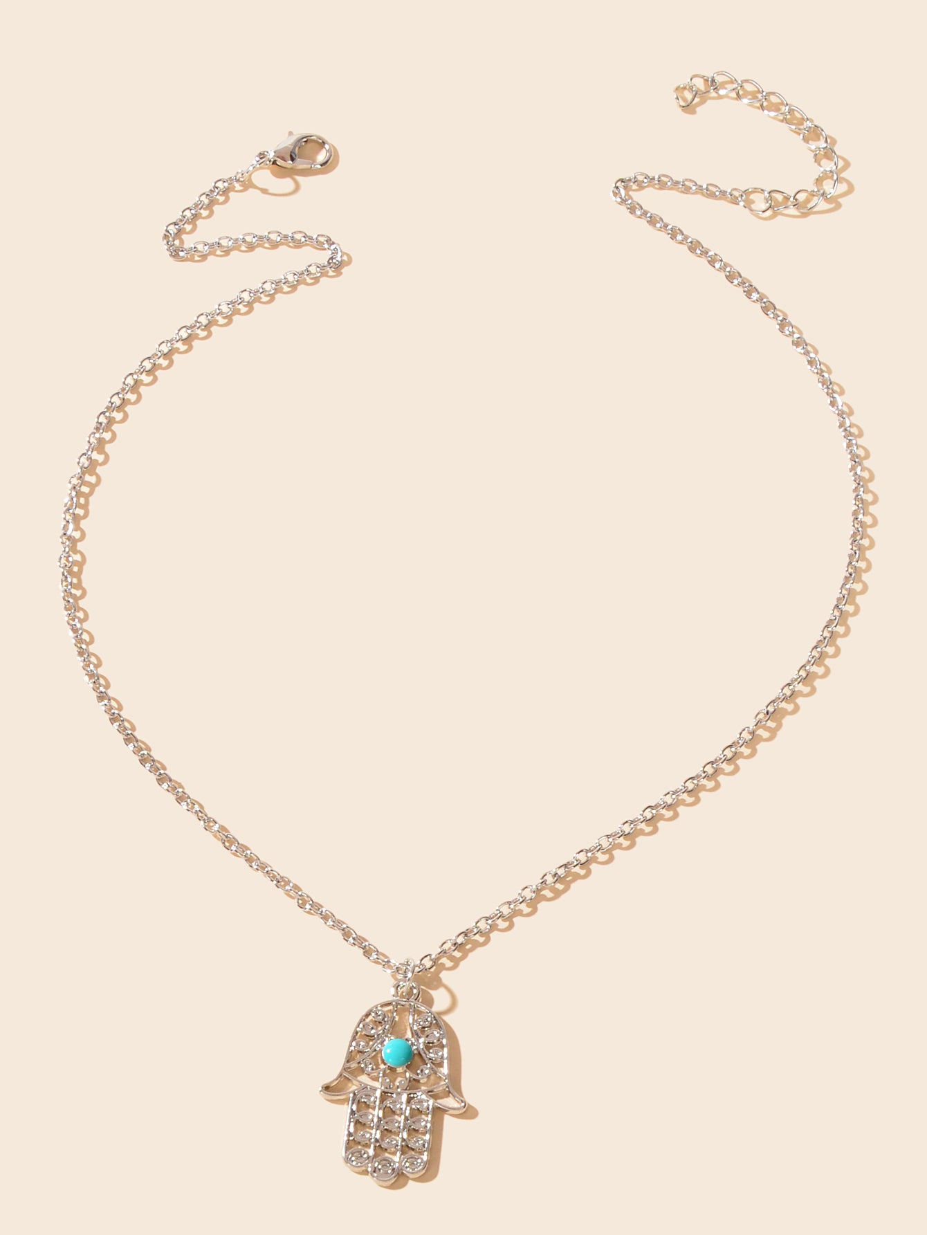 Dainty Gold Silver Chain Hollow Hamsa Hand Boho Charm Necklace Protection Lucky