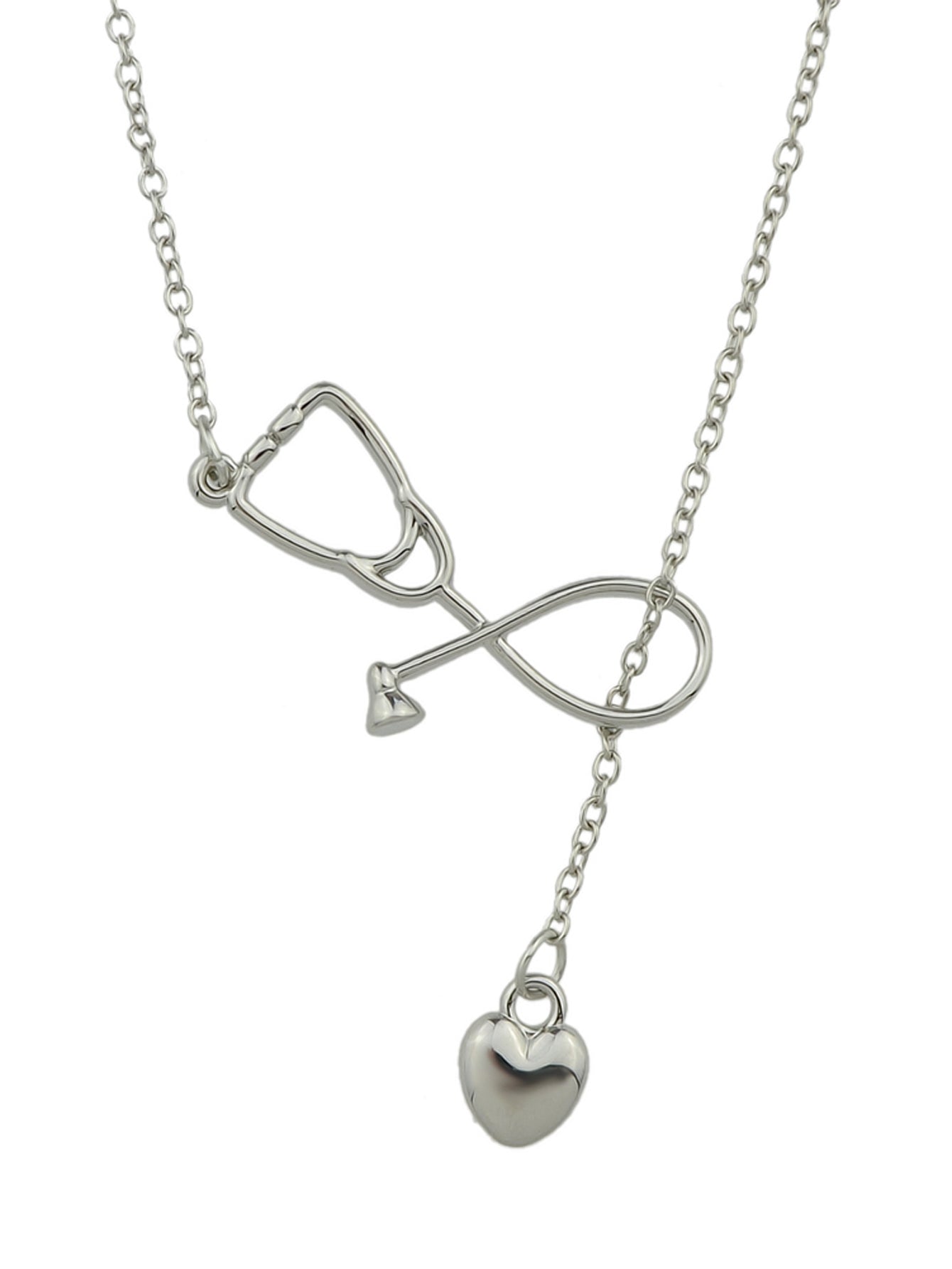 Minimalist Jewelry Trendy Gold Silver Stethoscope Heart Pendant Y shape Necklace