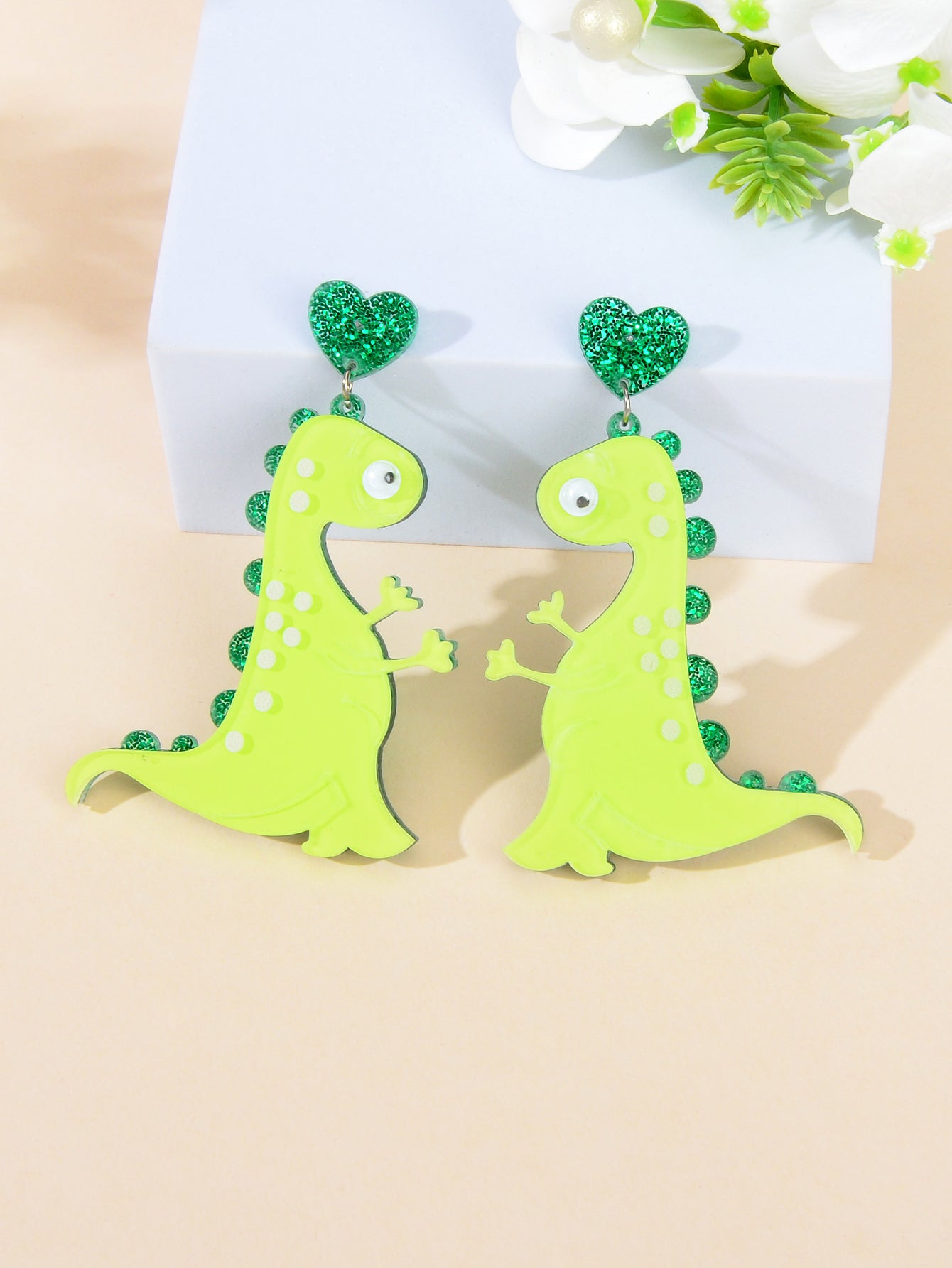Cute Dinosaur Pendant Earrings Adorable Jurassic Style Statement Jewellery Gift