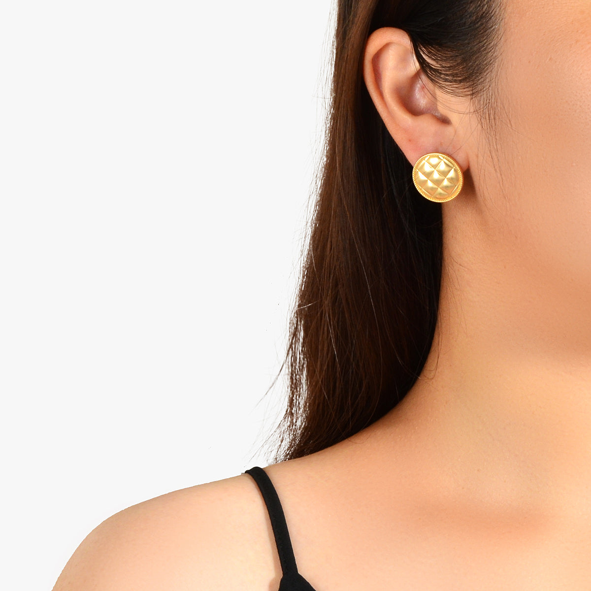 2pairs Retro Accessories Black Enamel Letters Heart Gold Round Stud Earrings Set