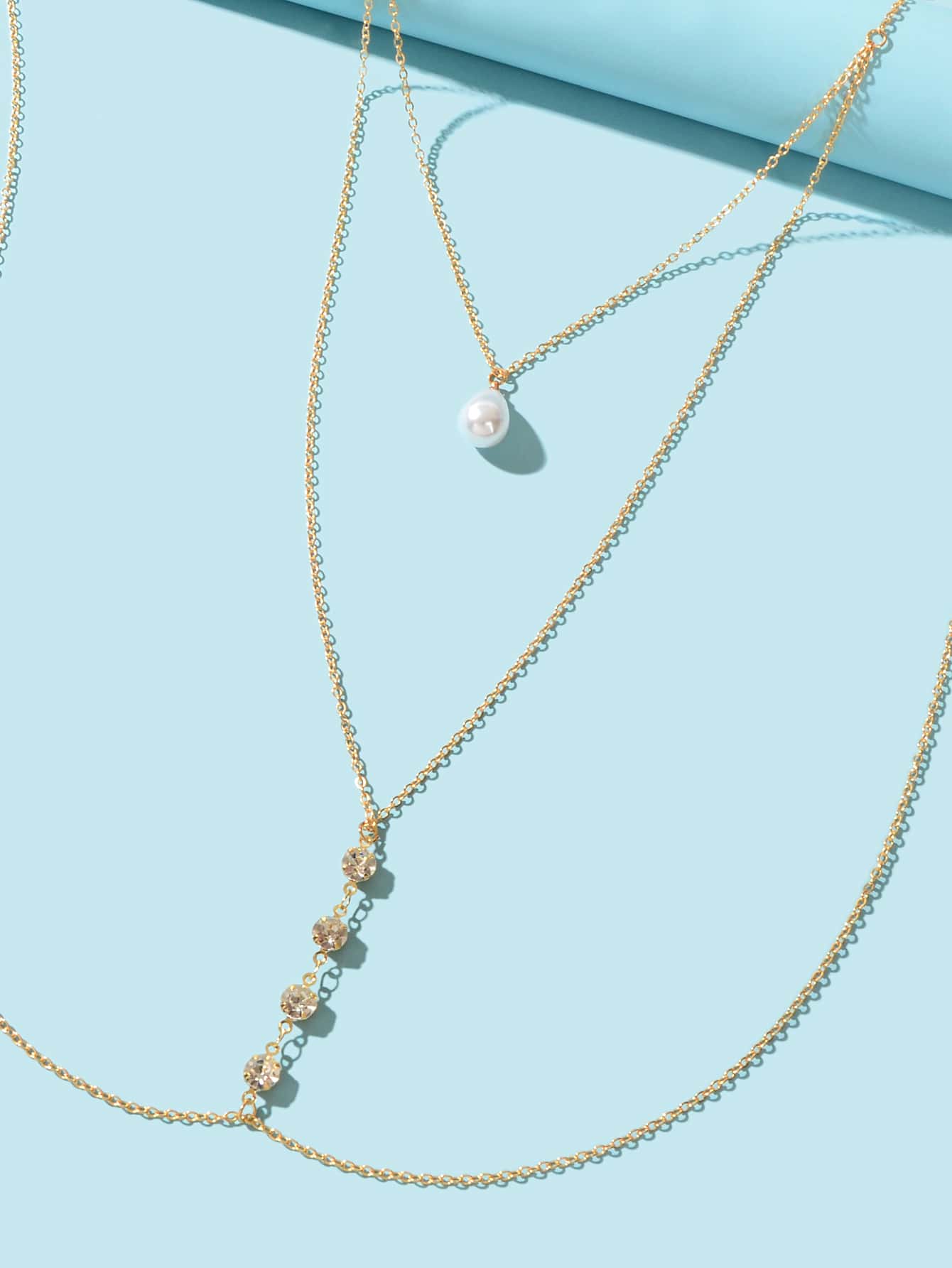 Pearl Pendant Multi-Layered Gold Body Chain Exquisite Statement Accessory