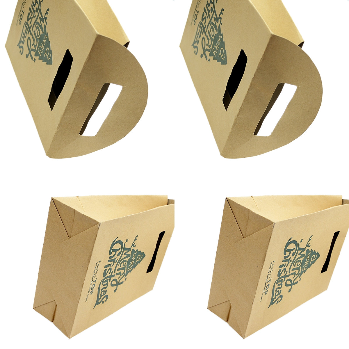 4 pc Merry Christmas Pattern Big Brown Paper Gift Bag Festival Party Favors Bags