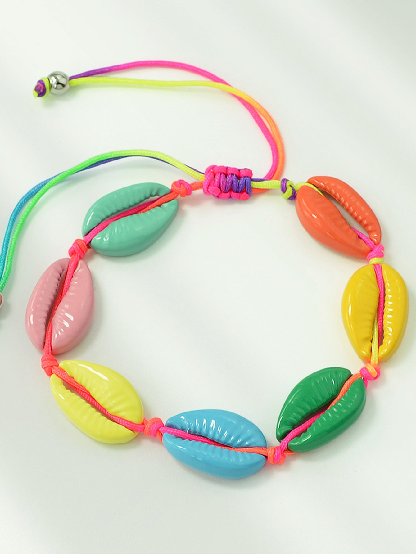 Ethnic Jewelry Colorful Enamel Shell Shape Adjustable Braided Bohemian Bracelet