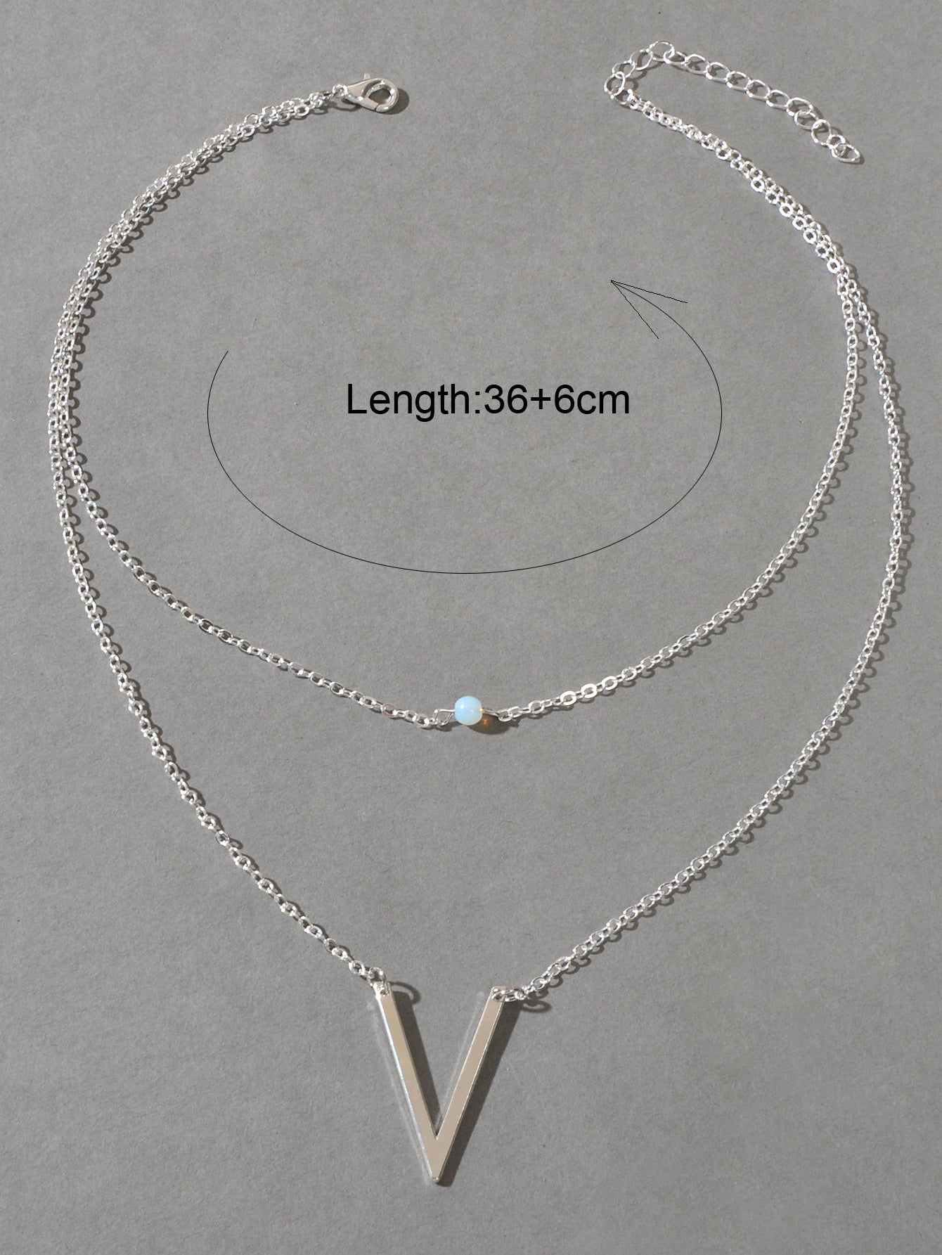 Double layer Gold Chain Letter V Shape Geometric Pendant Necklace Jewellery Gift