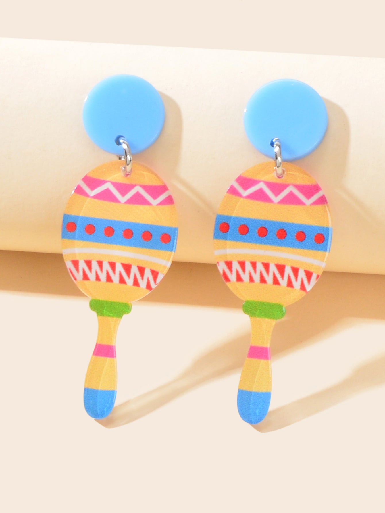 Y2k Style Sweet Colorful Geometric Pattern Acrylic Funny Bowling Dangle Earrings