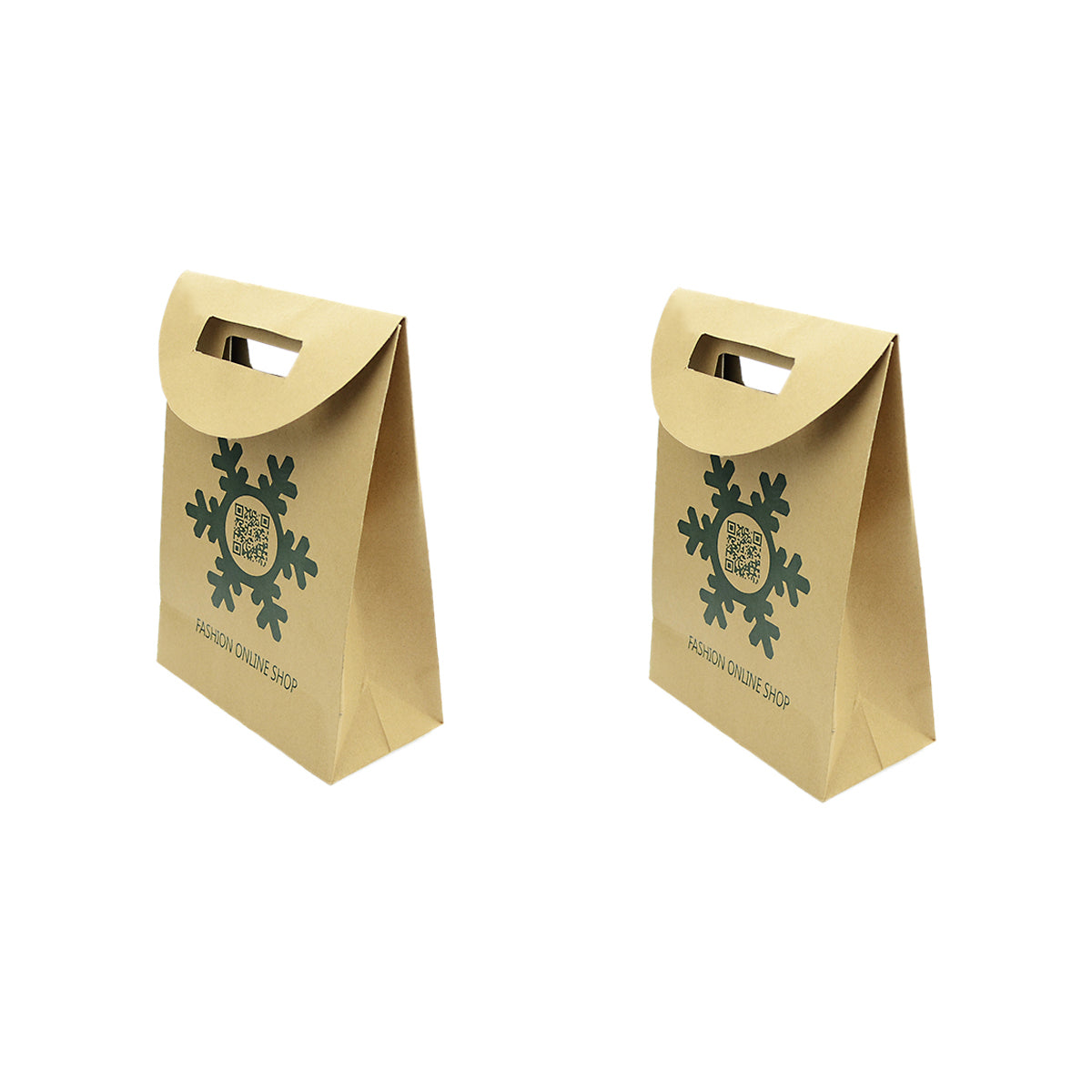 2 pc Festival Party Favors Bags Merry Christmas Pattern Big Brown Paper Gift Bag