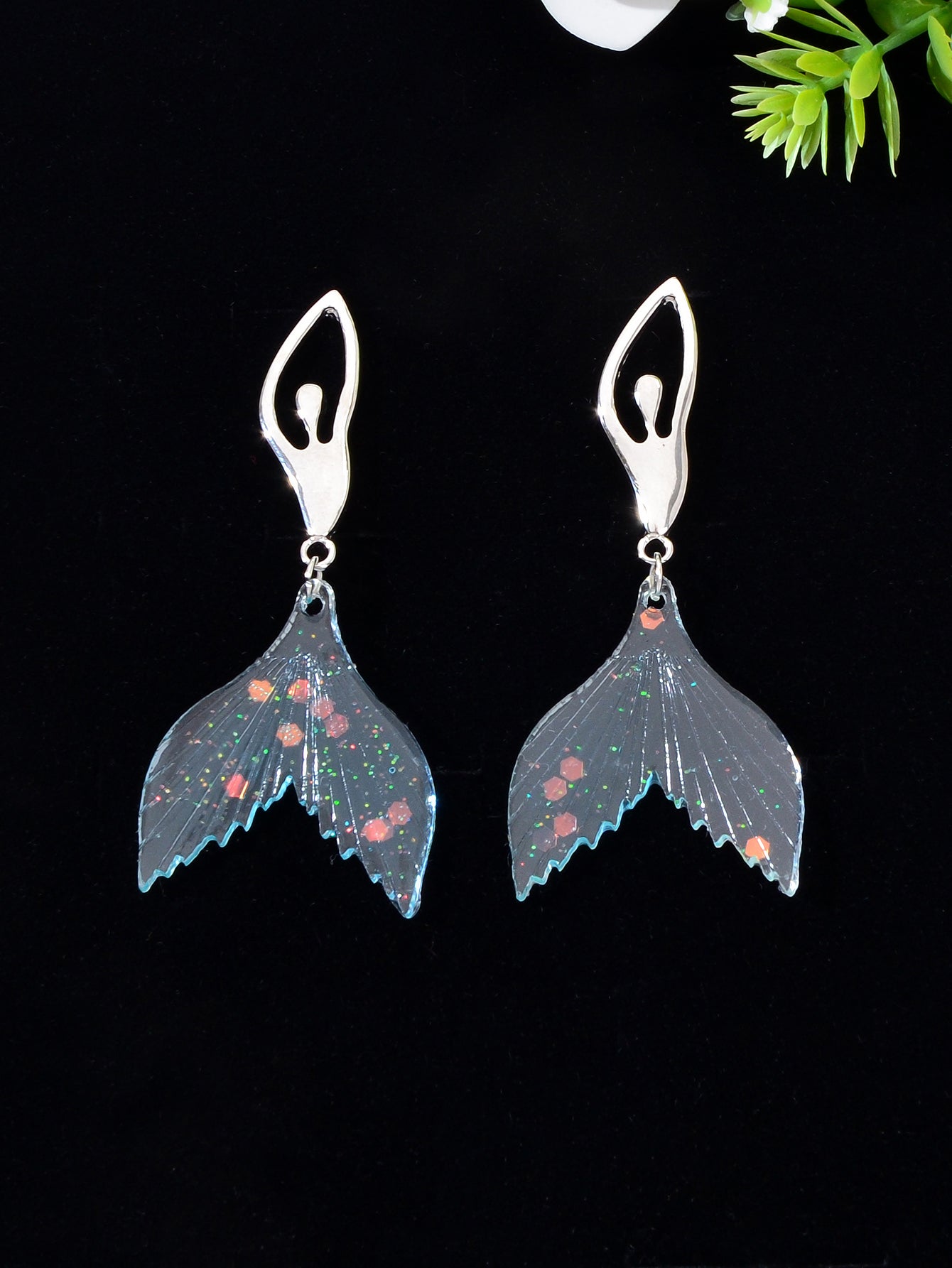 Adorable Mermaid Pendant Stud Earrings Enchanting Oceanic Charm Ear Jewellery