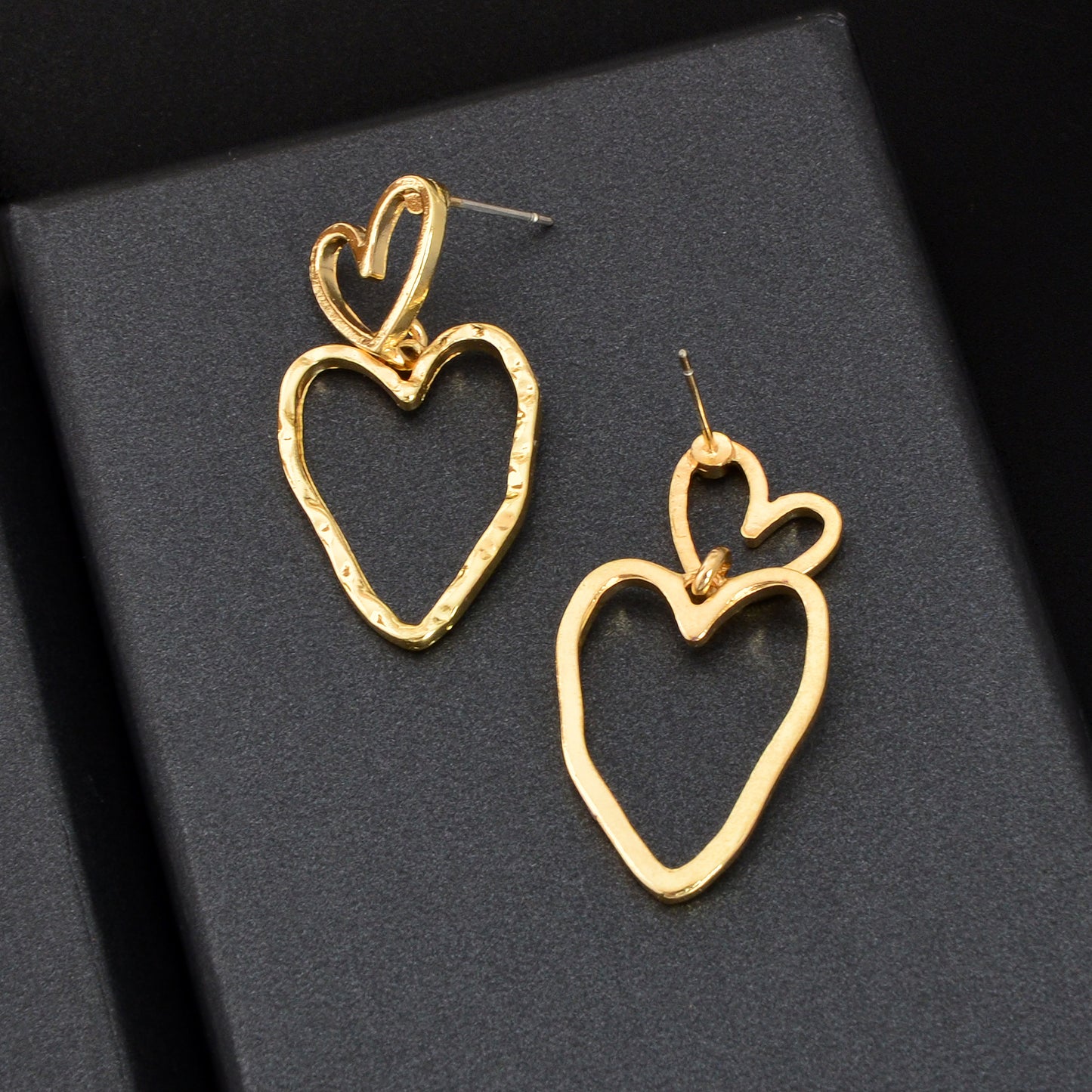Stylish Golden Hollow Heart Dangle Earrings Women Dating Party Daily Jewelry