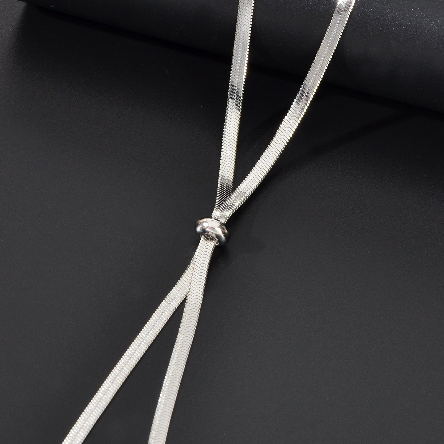 Minimalist Silvery Snake Chain Stainless Steel Y Style Adjustable Necklace Women