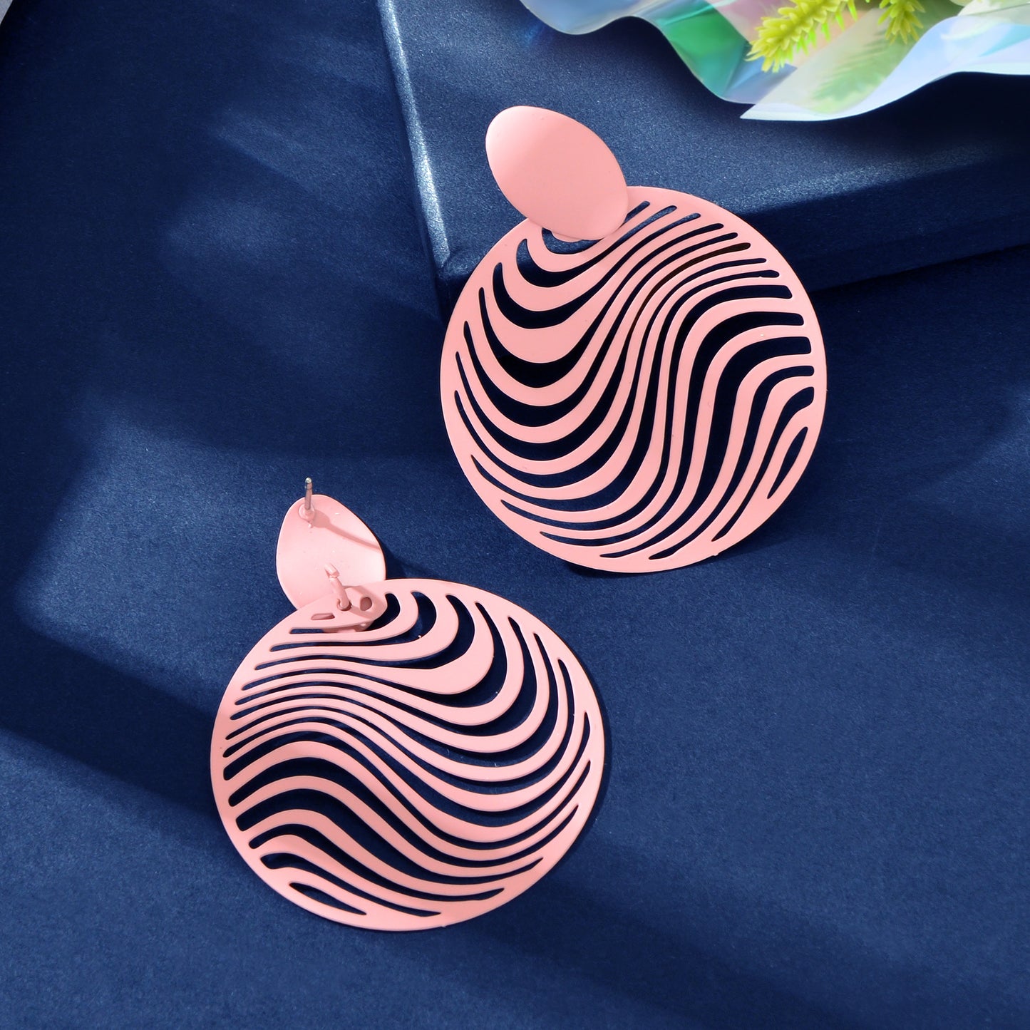 Pink Hollow Metal Round Geometric Dangle Earrings Holiday Party Social gatherings Jewelry