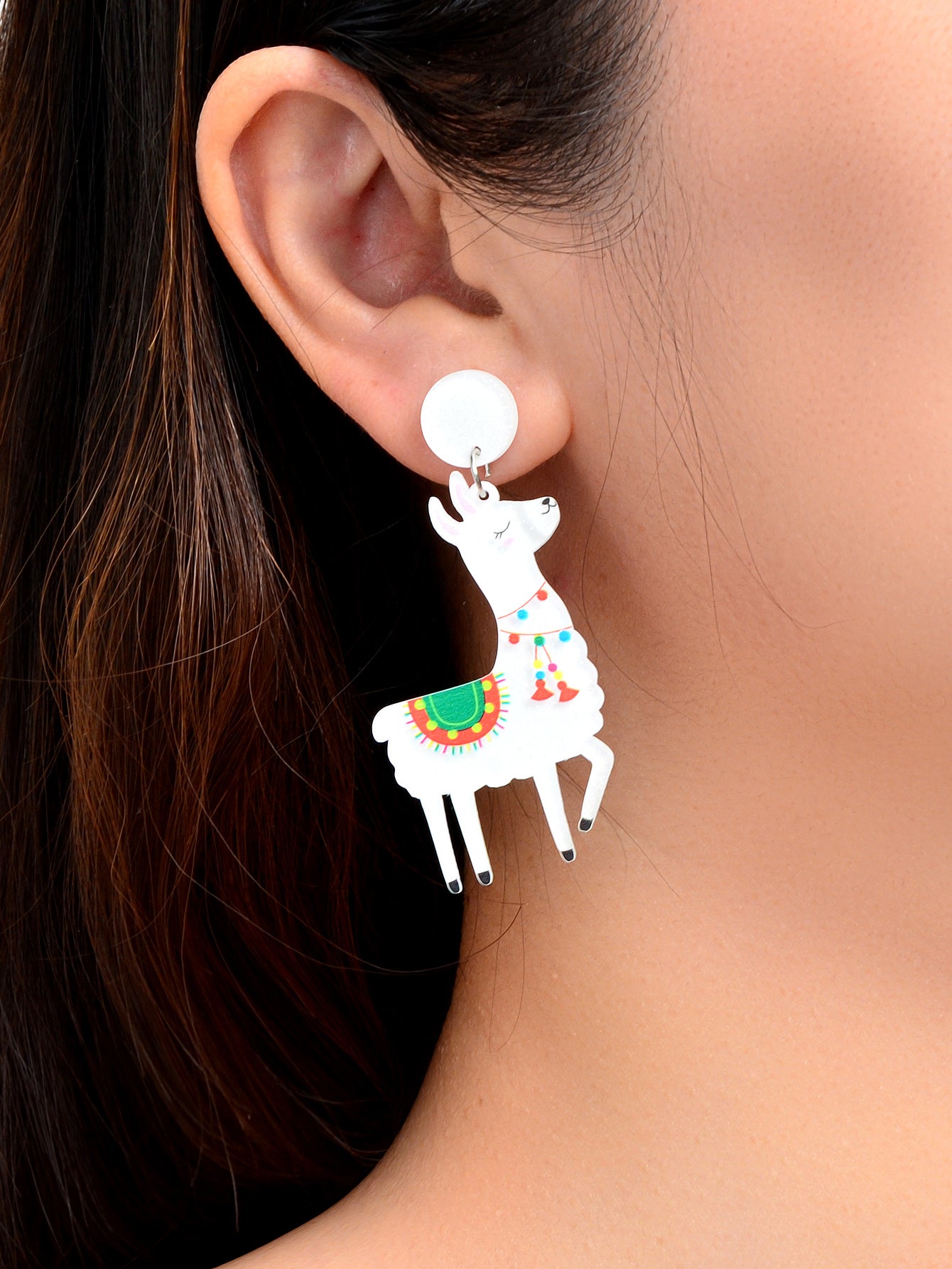 White Acrylic Lovely Sheep Dangle Lamb Earrings Cartoon Design Geometric Jewelry