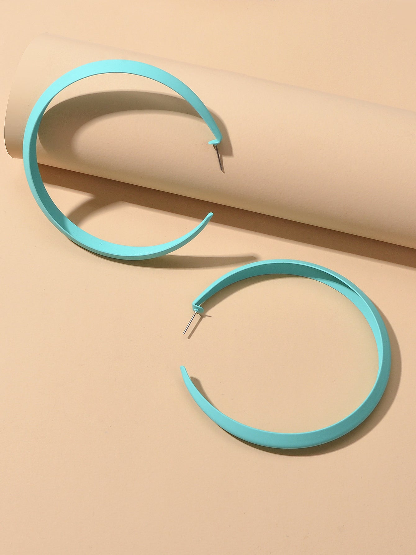 Women Party Decoration Blue Big Hoop Statement Circle Earrings Female Jewellery