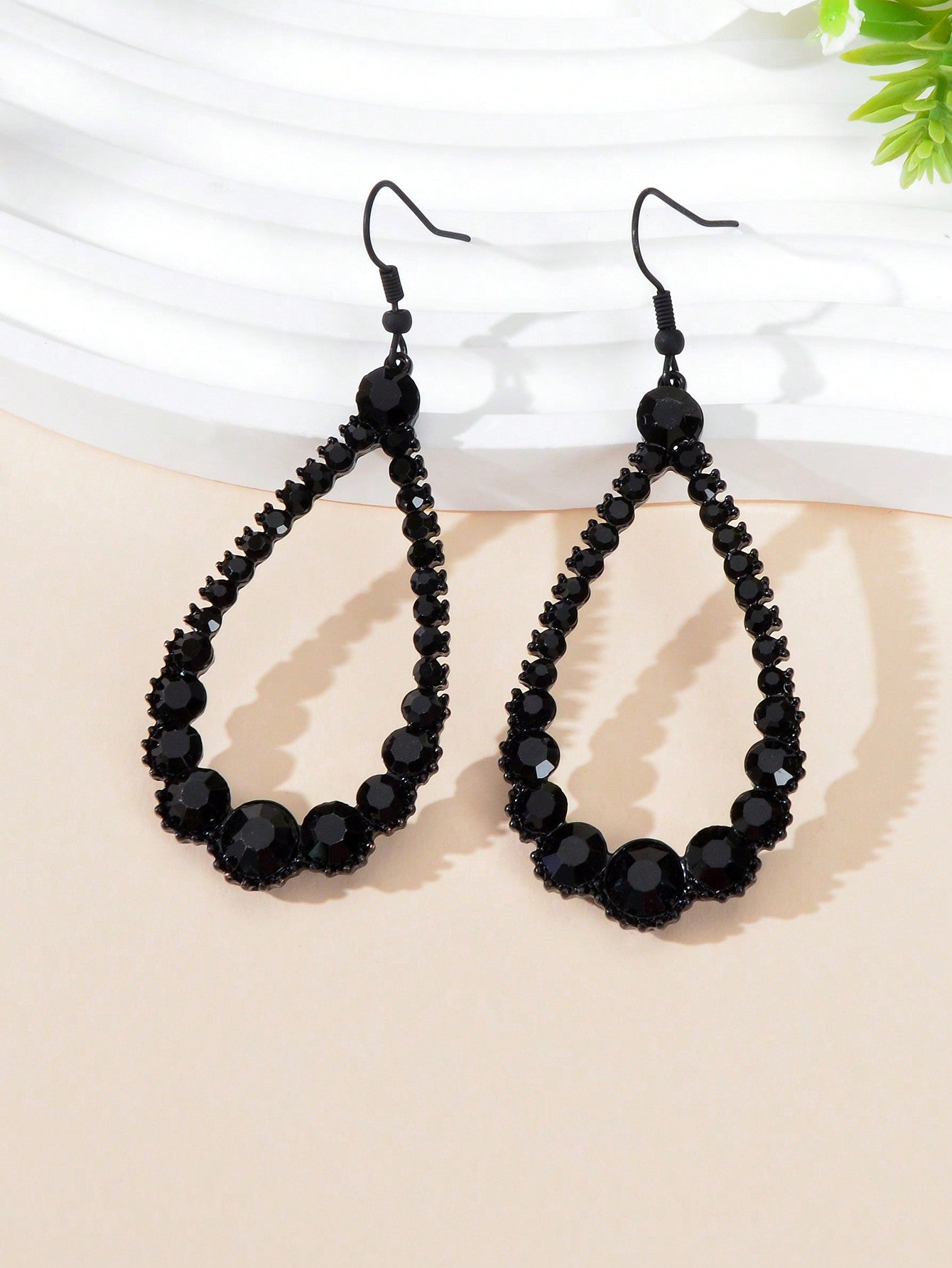 Black Lace Necklace with Teardrop Pendant Earrings Set - Elegant Gothic Jewelry