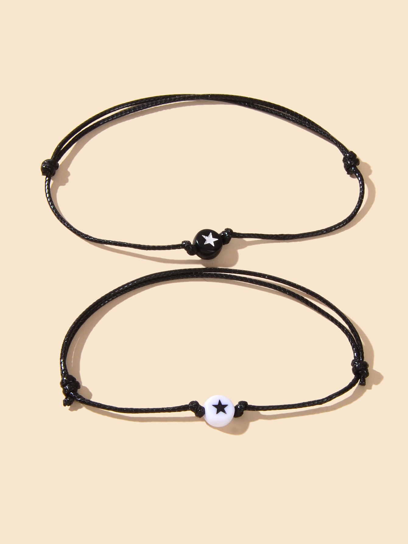 2 pcs Black Rope Adjustable Star String Couple Matching Bracelets Friend Gifts
